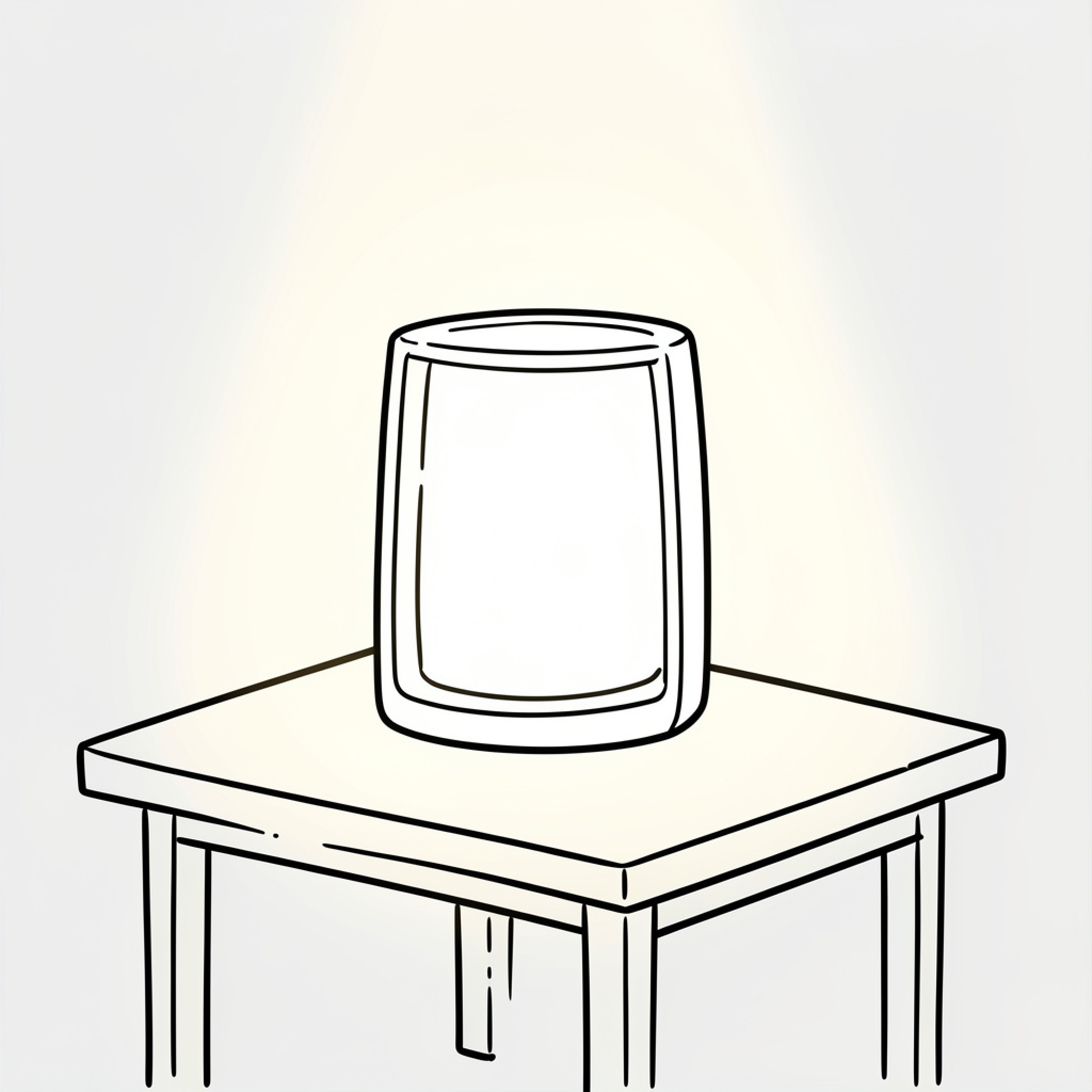 Easy Lightbox sitting on a wooden table Drawing Idea (free black-and-white line drawing printable PDF for all, from beginners to advanced learners, including children, teens, adults, and seniors)