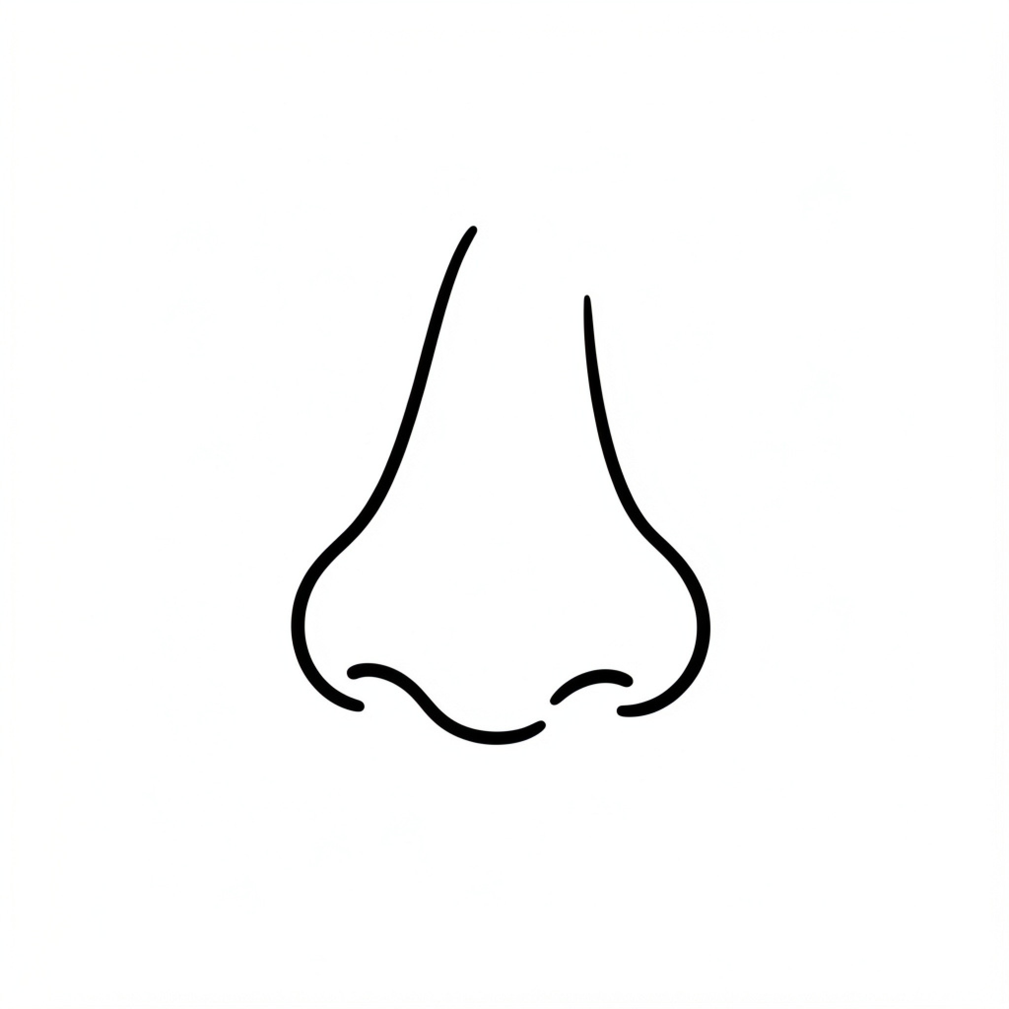 Easy Nose outline illustration of a human nose Drawing Idea (free black-and-white line drawing printable PDF for all, from beginners to advanced learners, including children, teens, adults, and seniors)