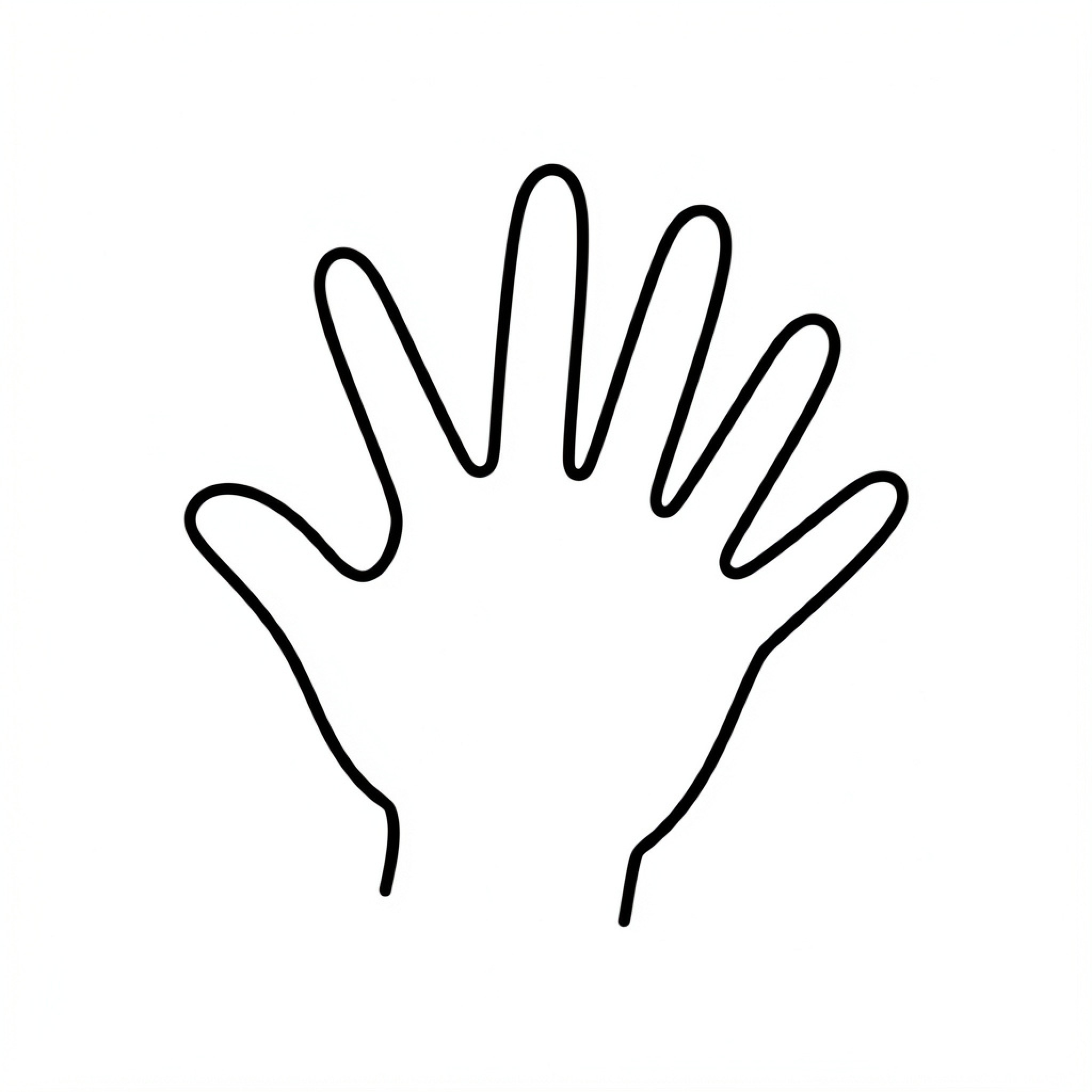 Easy Hand outline showing an open palm gesture Drawing Idea (free black-and-white line drawing printable PDF for all, from beginners to advanced learners, including children, teens, adults, and seniors)