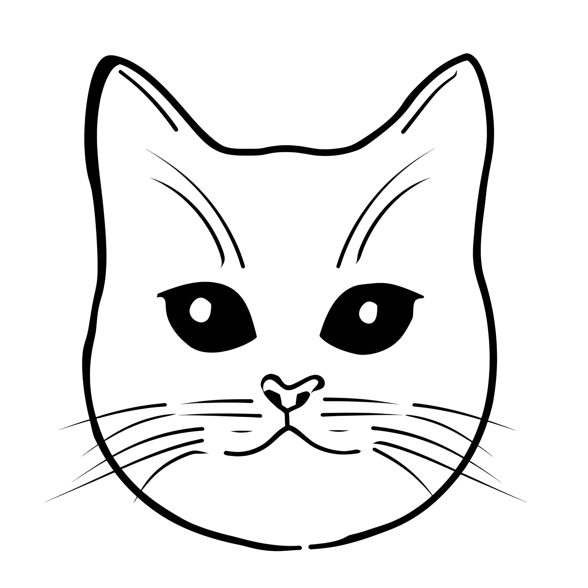 Easy Cat Outline Drawing Idea (free black-and-white line drawing printable PDF for all, from beginners to advanced learners, including children, teens, adults, and seniors)