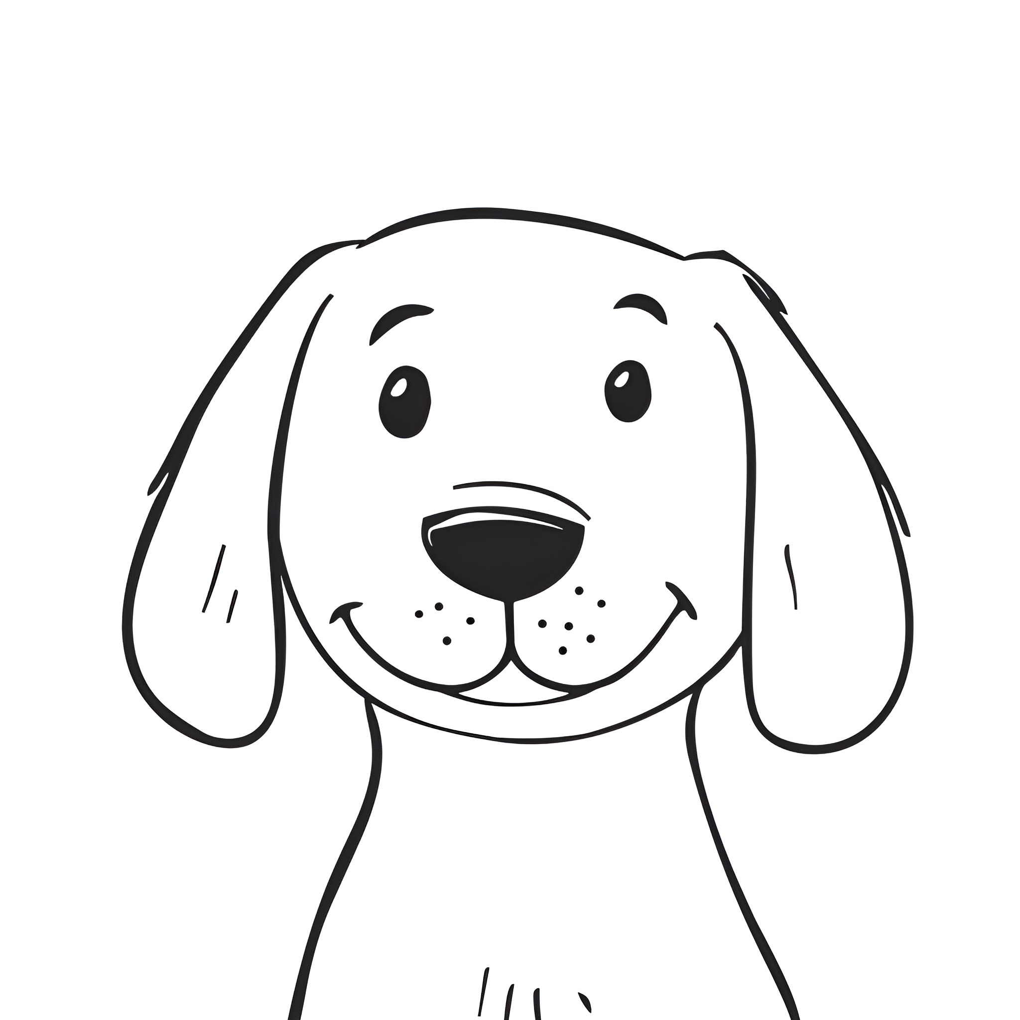 Dog with happy expression Drawing Idea (free black-and-white line drawing printable PDF for all, from beginners to advanced learners, including children, teens, adults, and seniors)