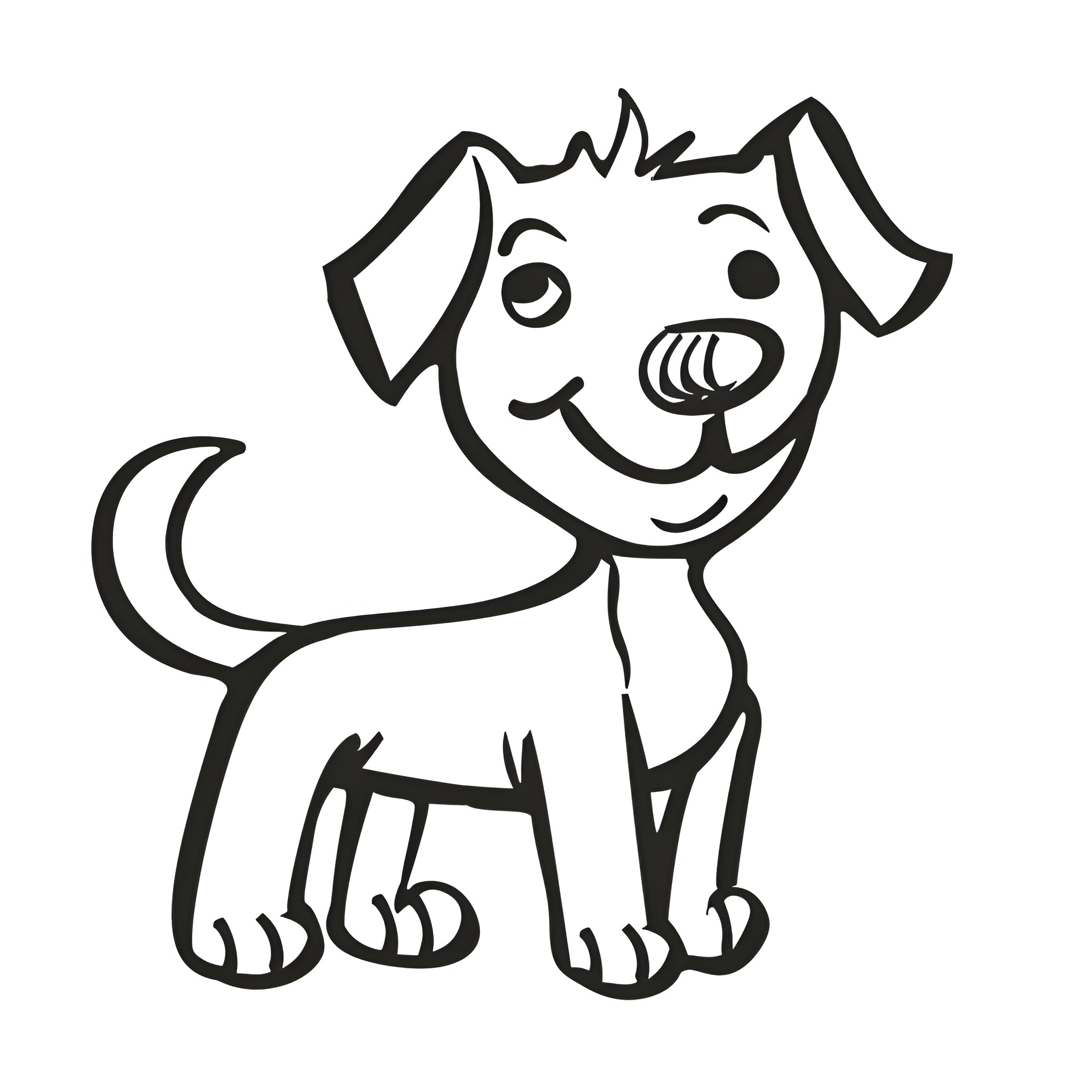 Dog wagging tail excitedly Drawing Idea (free black-and-white line drawing printable PDF for all, from beginners to advanced learners, including children, teens, adults, and seniors)