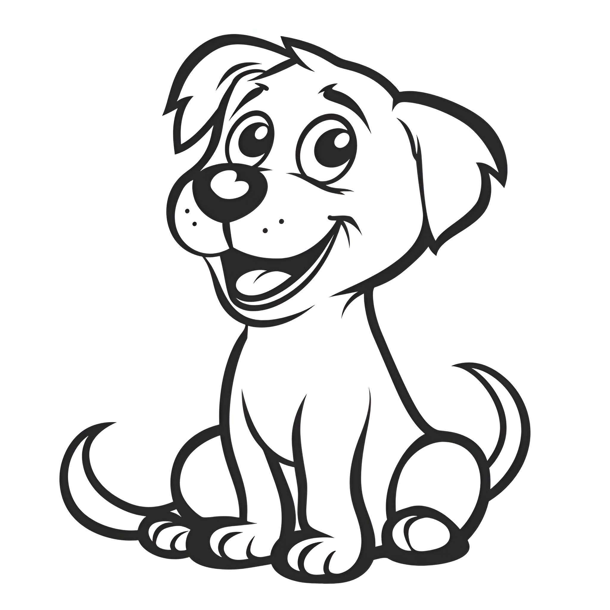 Dog with happy expression Drawing Idea (free black-and-white line drawing printable PDF for all, from beginners to advanced learners, including children, teens, adults, and seniors)