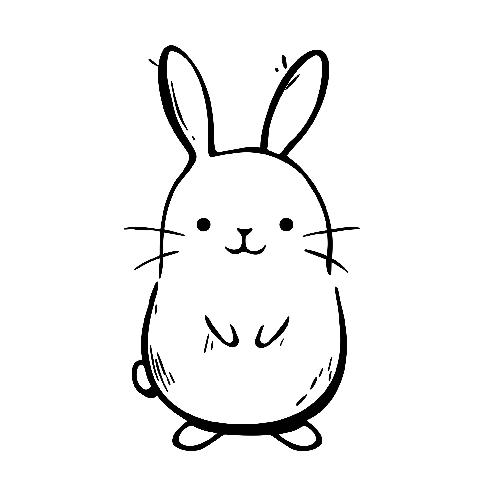Cute bunny with friendly expression Drawing Idea (free black-and-white line drawing printable PDF for all, from beginners to advanced learners, including children, teens, adults, and seniors)