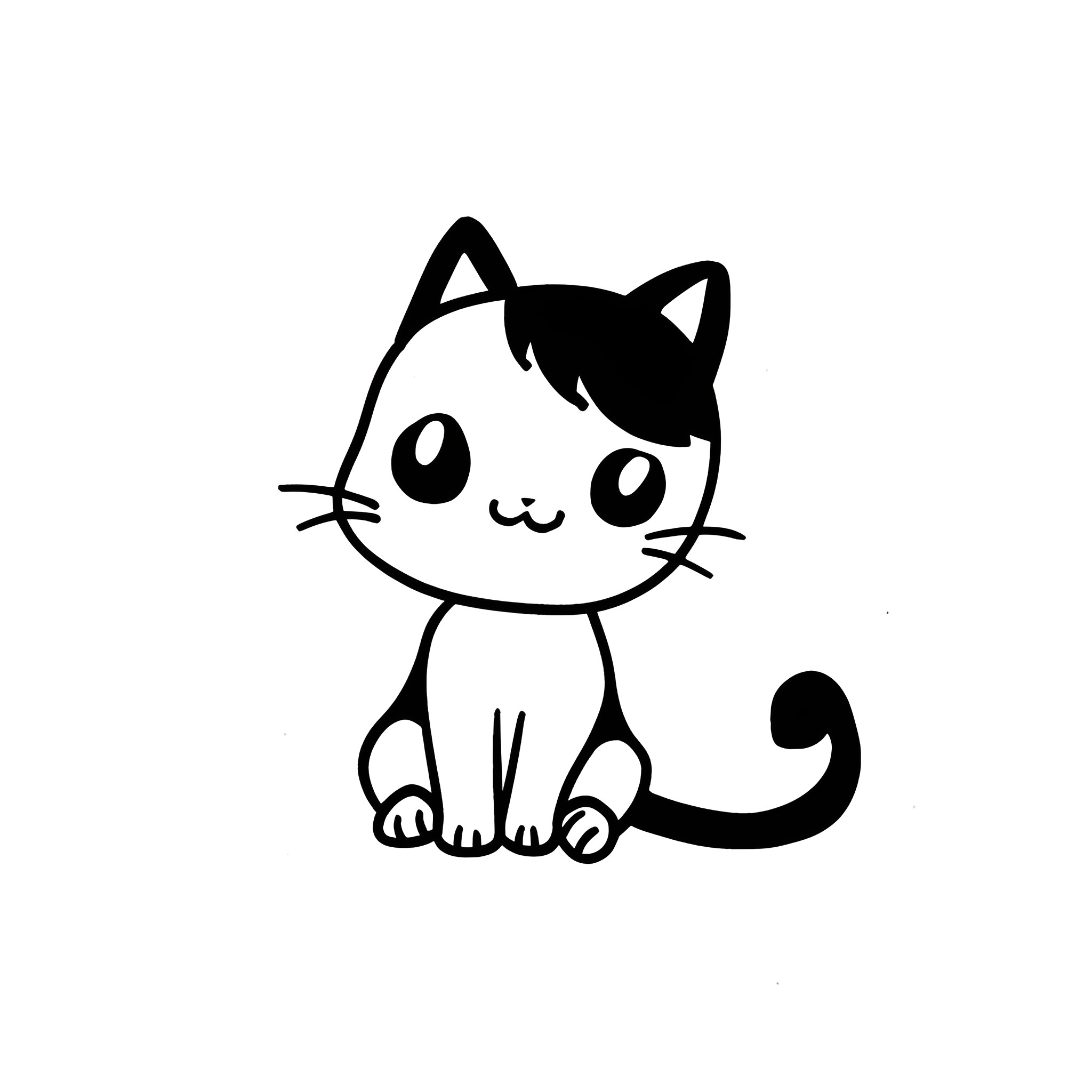 Cute Adorable Kitten Drawing Drawing Idea (free black-and-white line drawing printable PDF for all, from beginners to advanced learners, including children, teens, adults, and seniors)