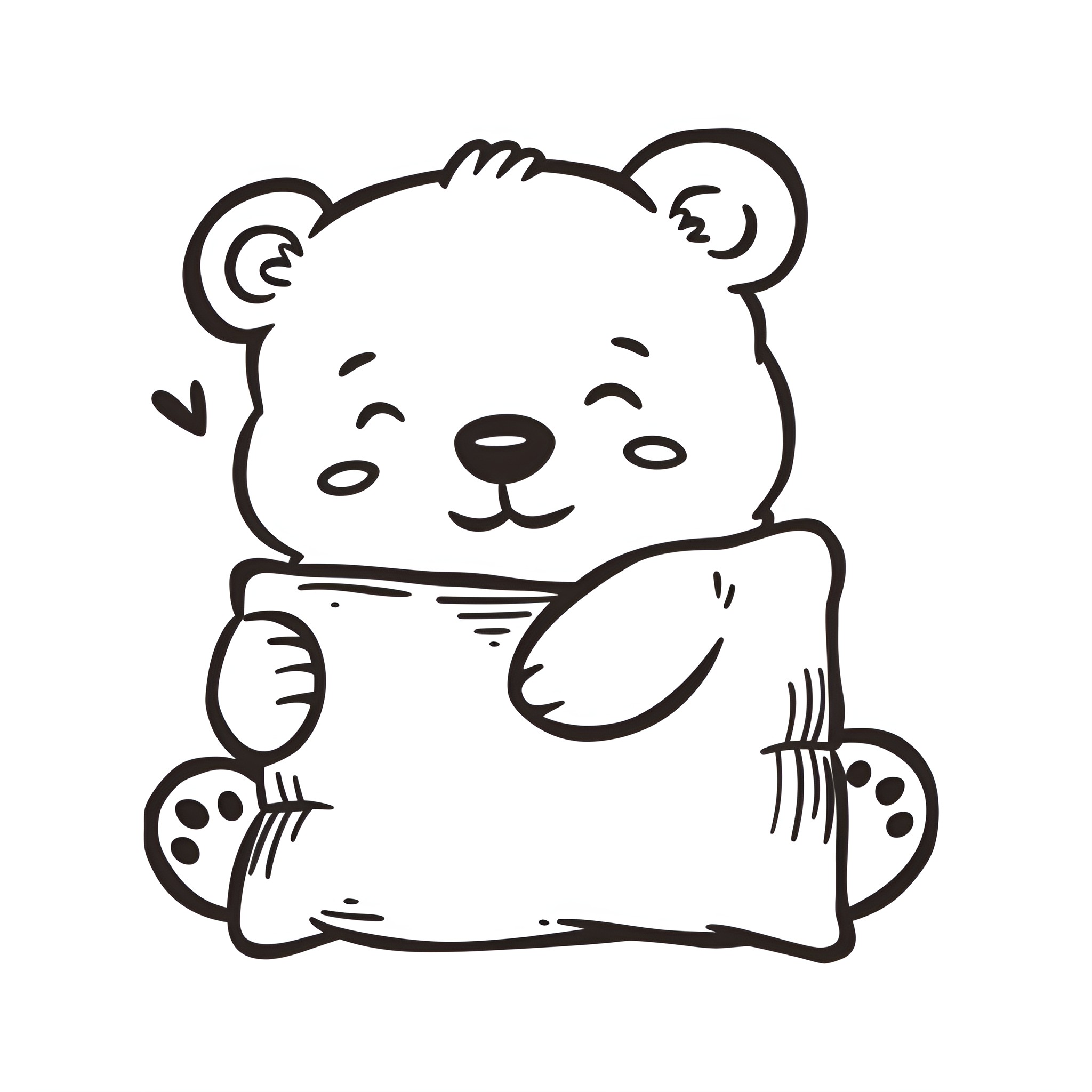 Cute cuddly teddy bear Drawing Idea (free black-and-white line drawing printable PDF for all, from beginners to advanced learners, including children, teens, adults, and seniors)