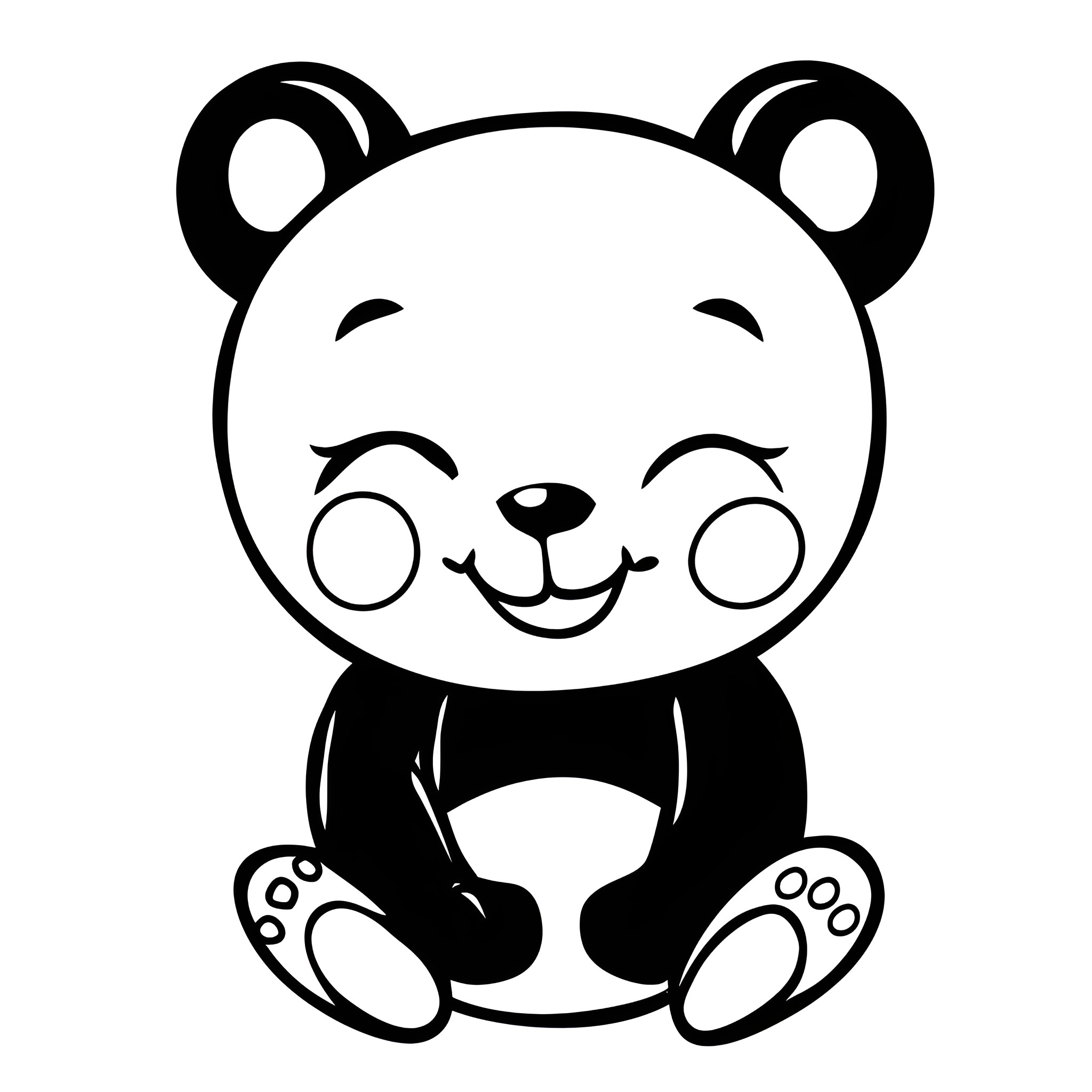 Cute smiling panda bear Drawing Idea (free black-and-white line drawing printable PDF for all, from beginners to advanced learners, including children, teens, adults, and seniors)