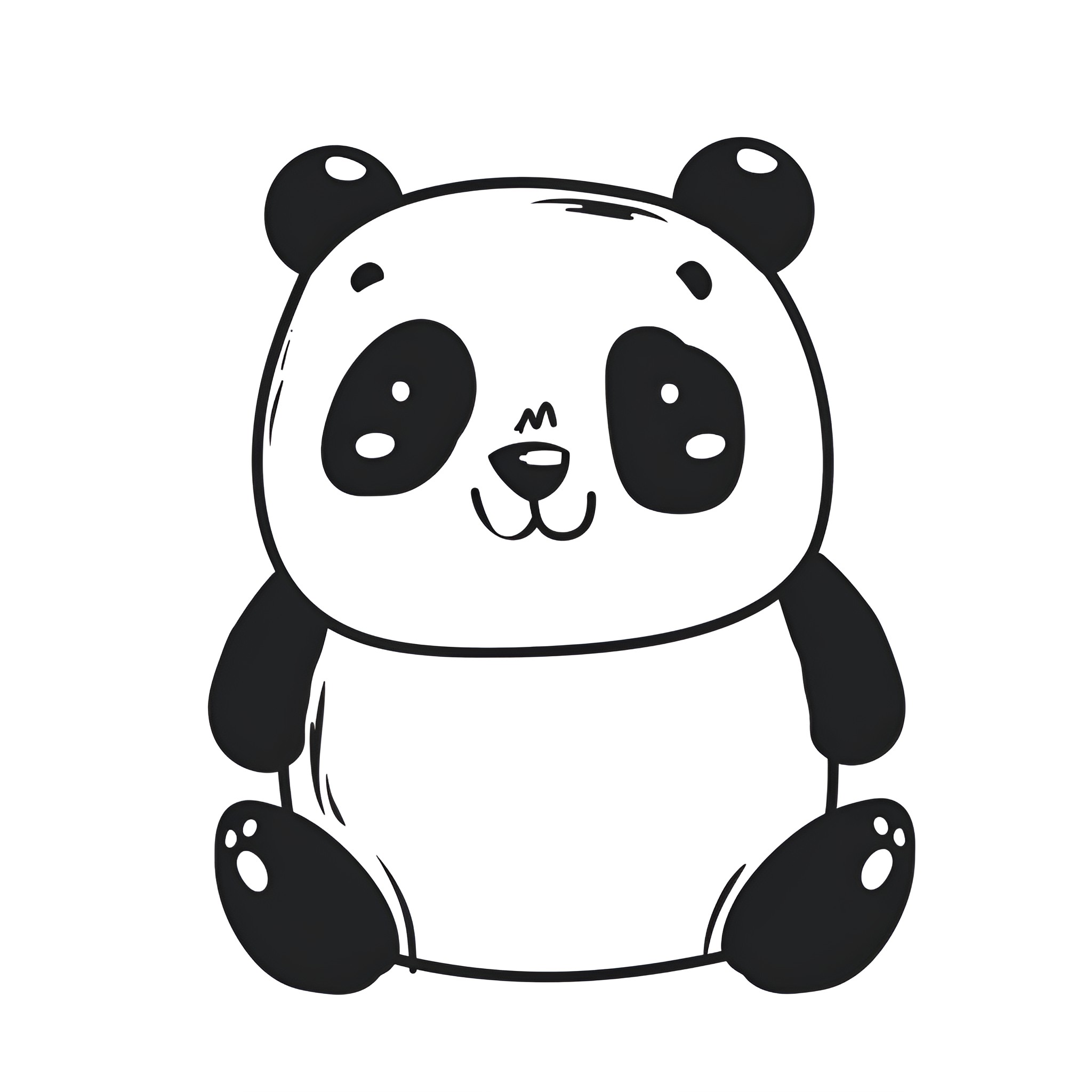 Cute panda bear drawing Drawing Idea (free black-and-white line drawing printable PDF for all, from beginners to advanced learners, including children, teens, adults, and seniors)