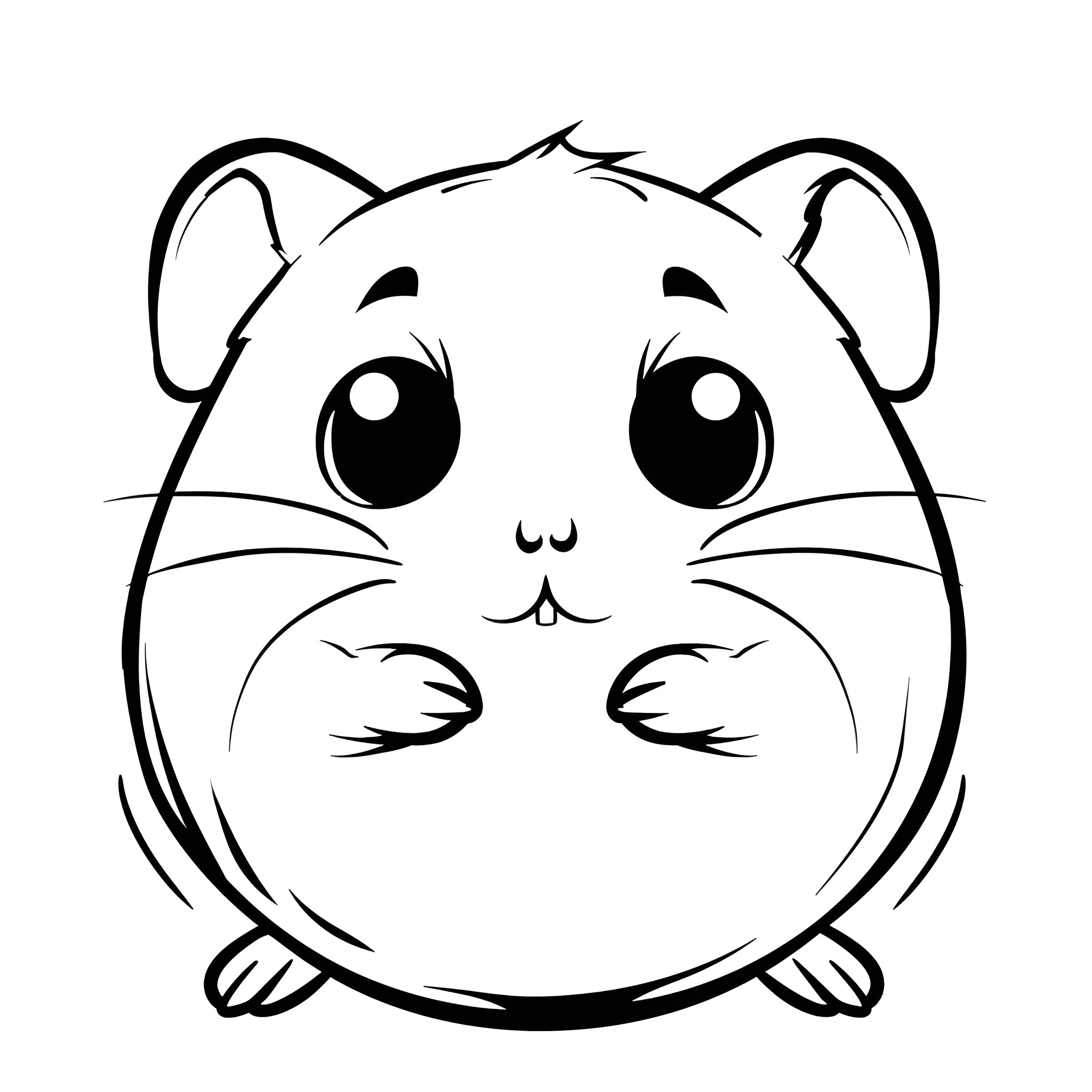 Cute chubby hamster Drawing Idea (free black-and-white line drawing printable PDF for all, from beginners to advanced learners, including children, teens, adults, and seniors)