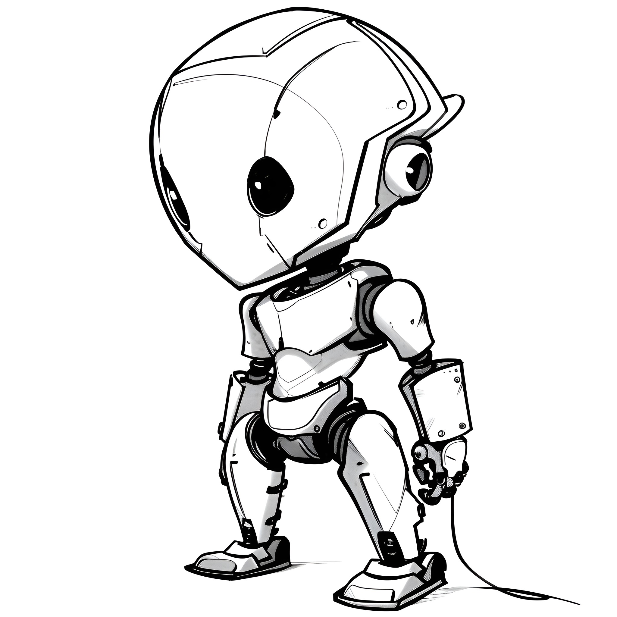 Cool Robotic Exploration and Discovery Drawing Idea (free black-and-white line drawing printable PDF for all, from beginners to advanced learners, including children, teens, adults, and seniors)