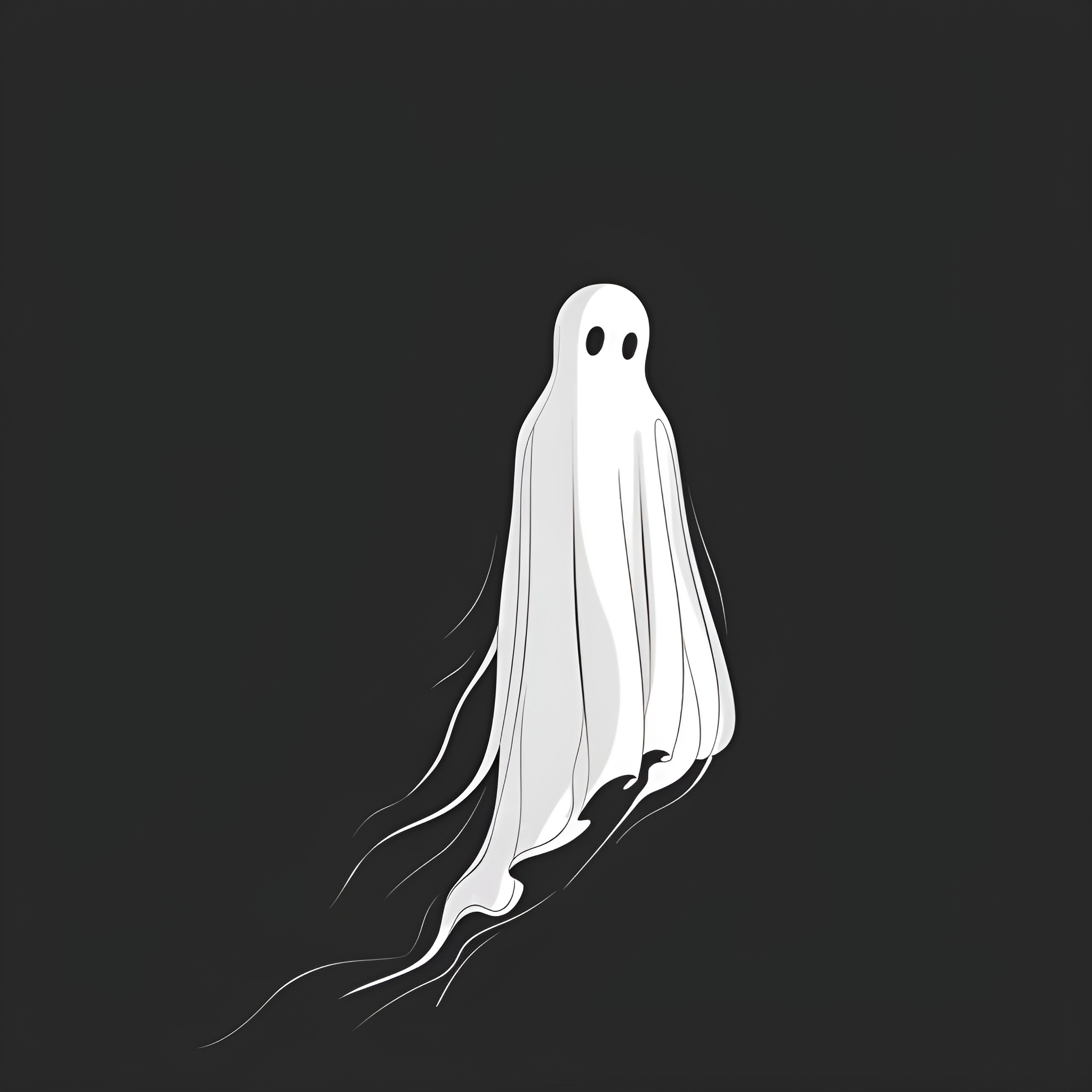 Halloween Ghostly Spirit Drawing Idea (free black-and-white line drawing printable PDF for all, from beginners to advanced learners, including children, teens, adults, and seniors)