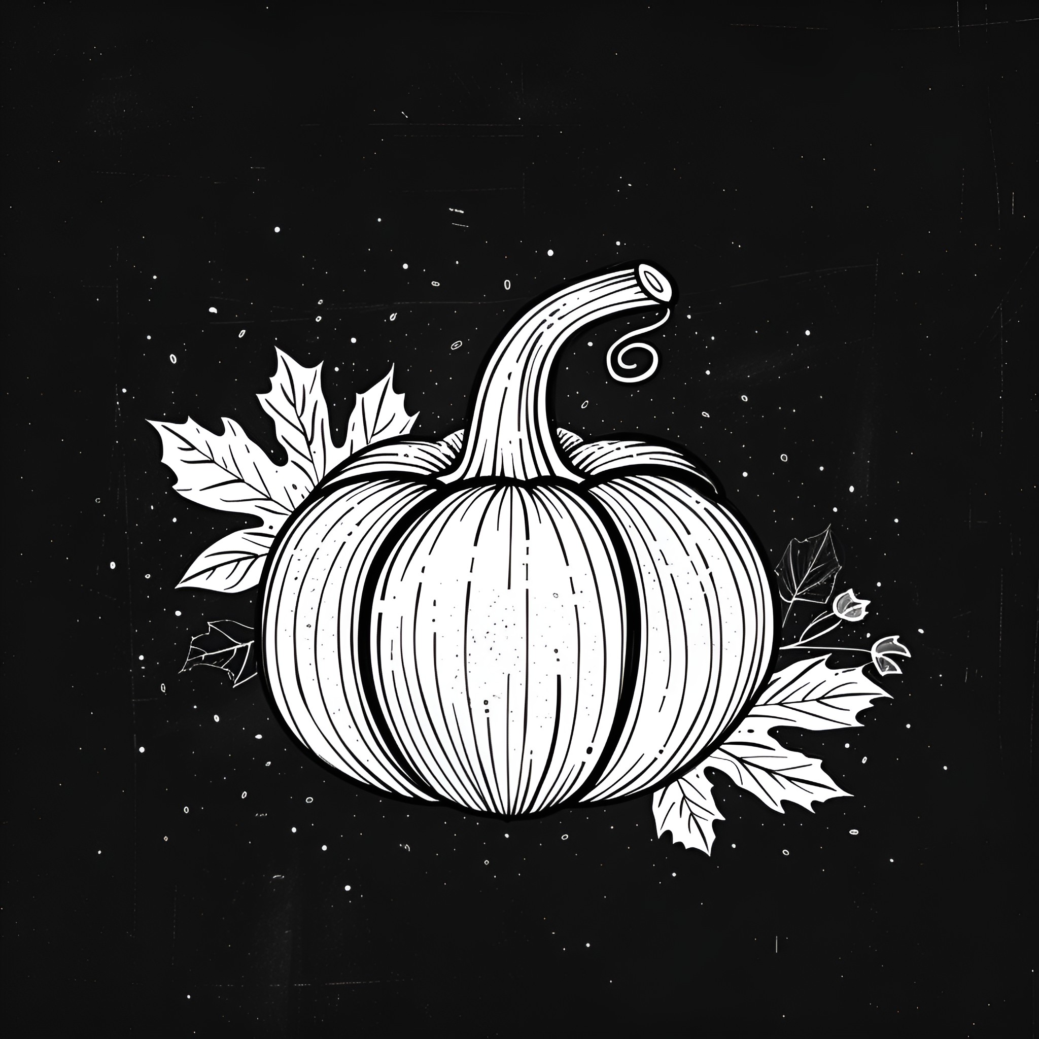 Pumpkin in the starry night Drawing Idea (free black-and-white line drawing printable PDF for all, from beginners to advanced learners, including children, teens, adults, and seniors)