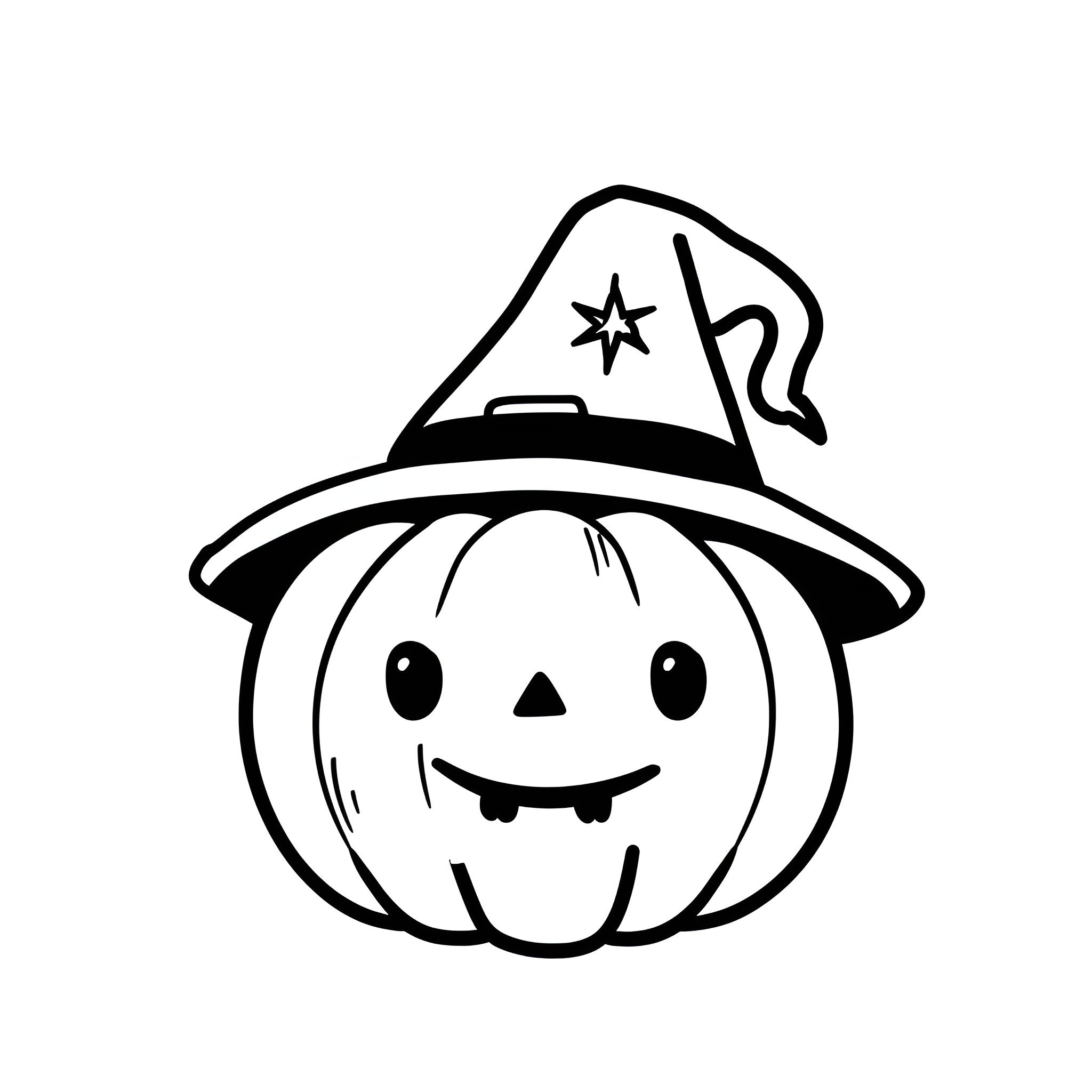Pumpkin wearing festive hat Drawing Idea (free black-and-white line drawing printable PDF for all, from beginners to advanced learners, including children, teens, adults, and seniors)