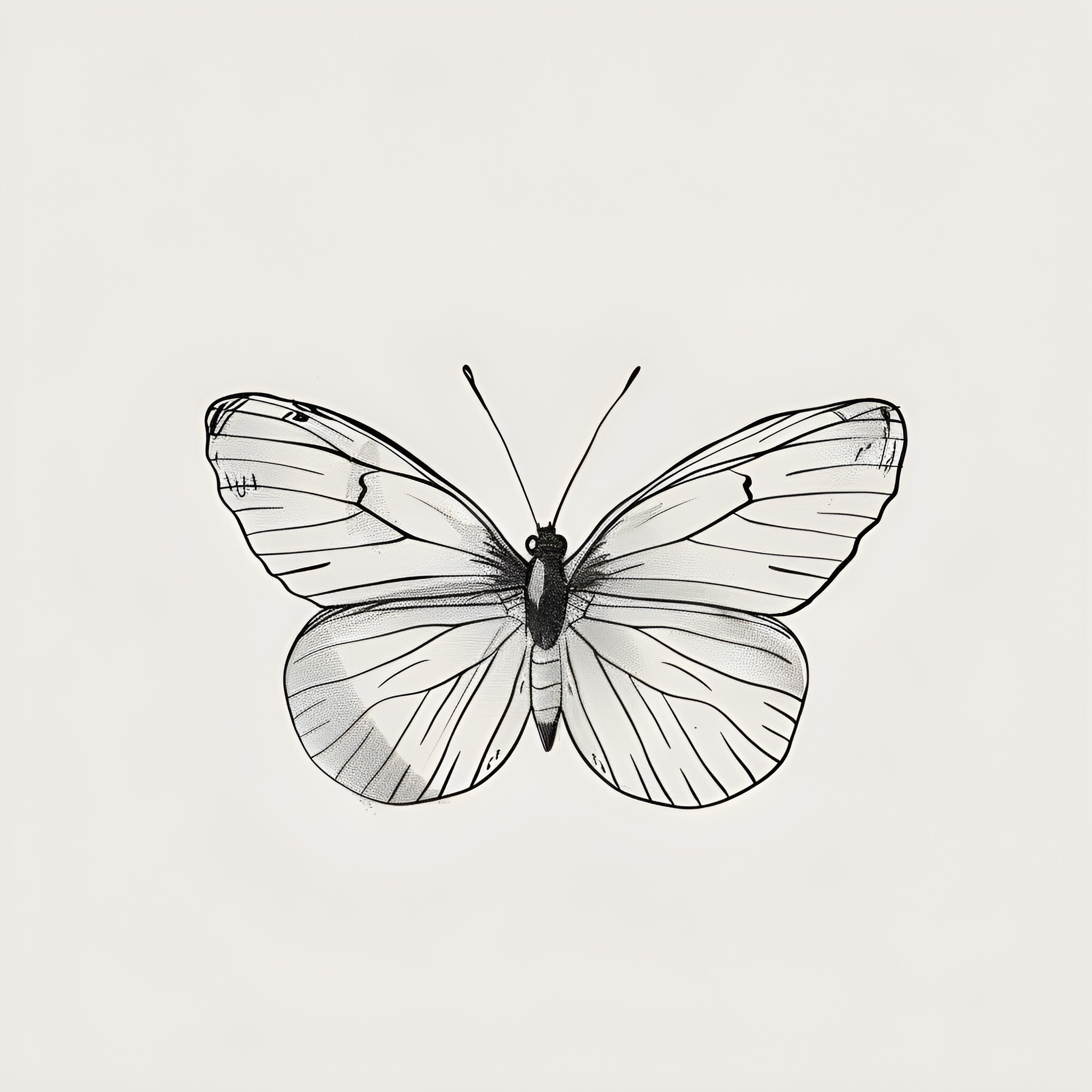 Butterfly in flight Drawing Idea (free black-and-white line drawing printable PDF for all, from beginners to advanced learners, including children, teens, adults, and seniors)