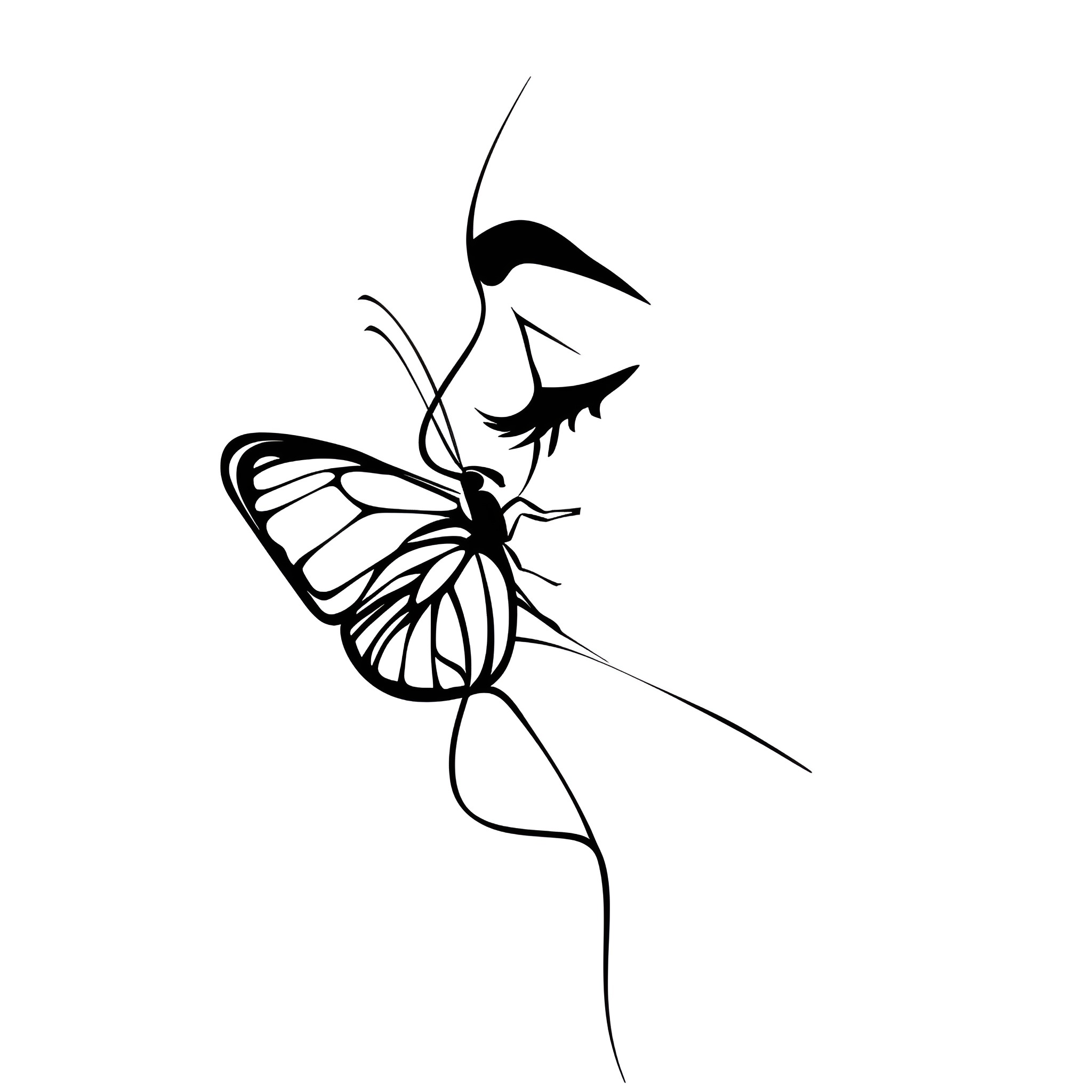 Butterfly gracefully soaring Drawing Idea (free black-and-white line drawing printable PDF for all, from beginners to advanced learners, including children, teens, adults, and seniors)