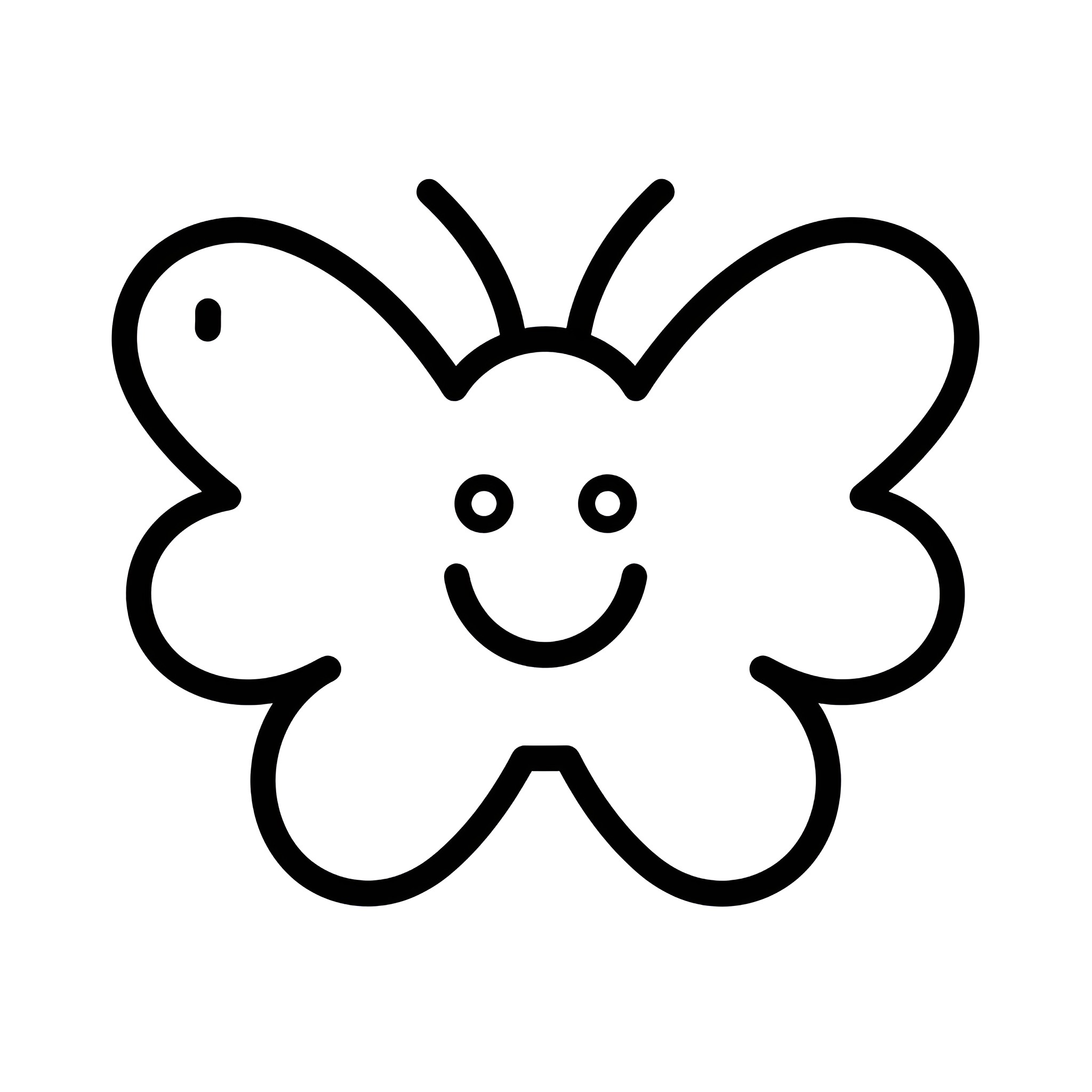 Butterfly with happy expression Drawing Idea (free black-and-white line drawing printable PDF for all, from beginners to advanced learners, including children, teens, adults, and seniors)