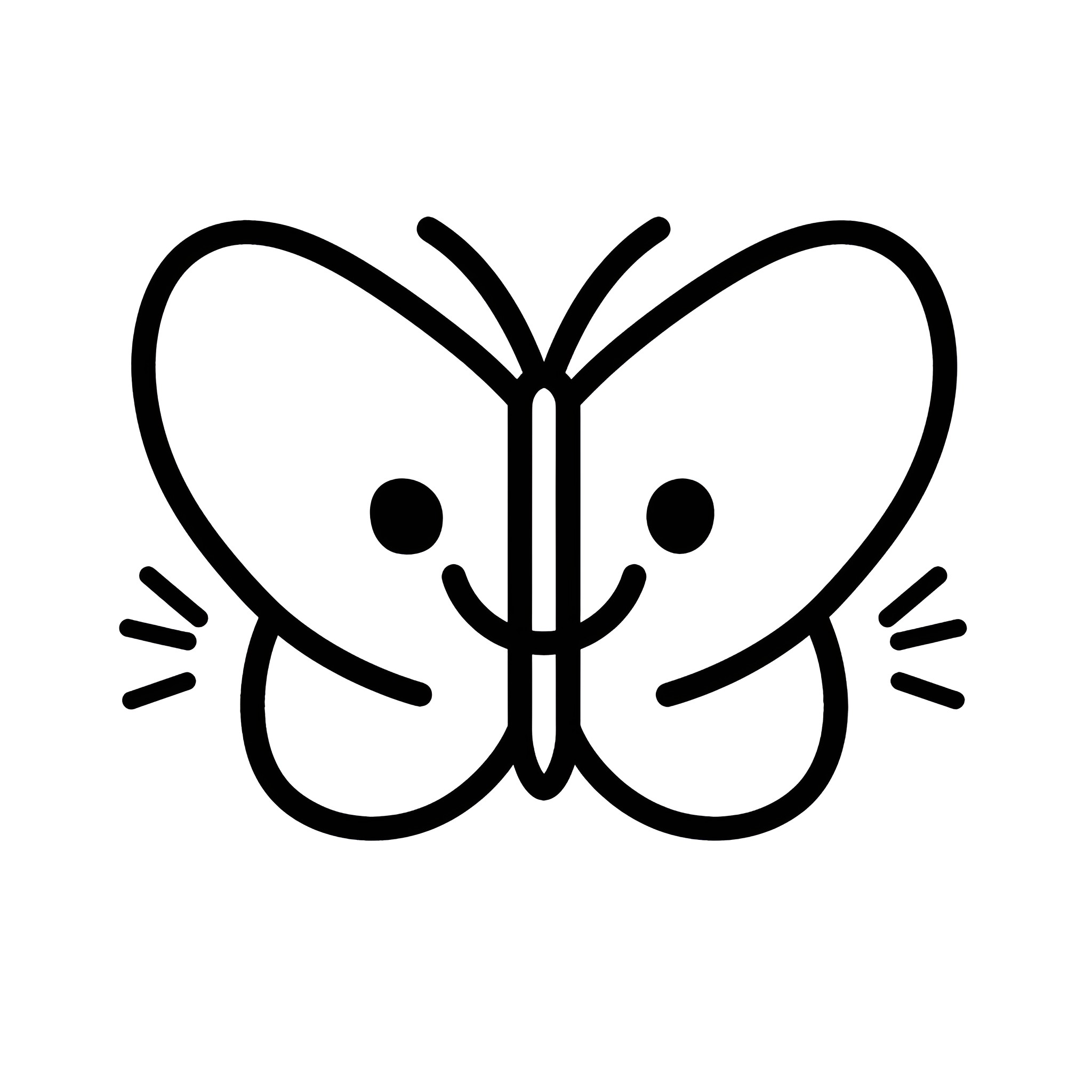 Butterfly with smiling faces Drawing Idea (free black-and-white line drawing printable PDF for all, from beginners to advanced learners, including children, teens, adults, and seniors)