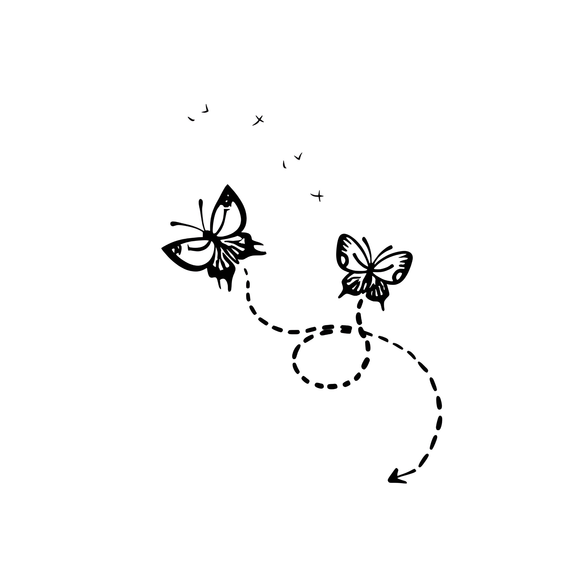 Butterfly chase and flutter Drawing Idea (free black-and-white line drawing printable PDF for all, from beginners to advanced learners, including children, teens, adults, and seniors)