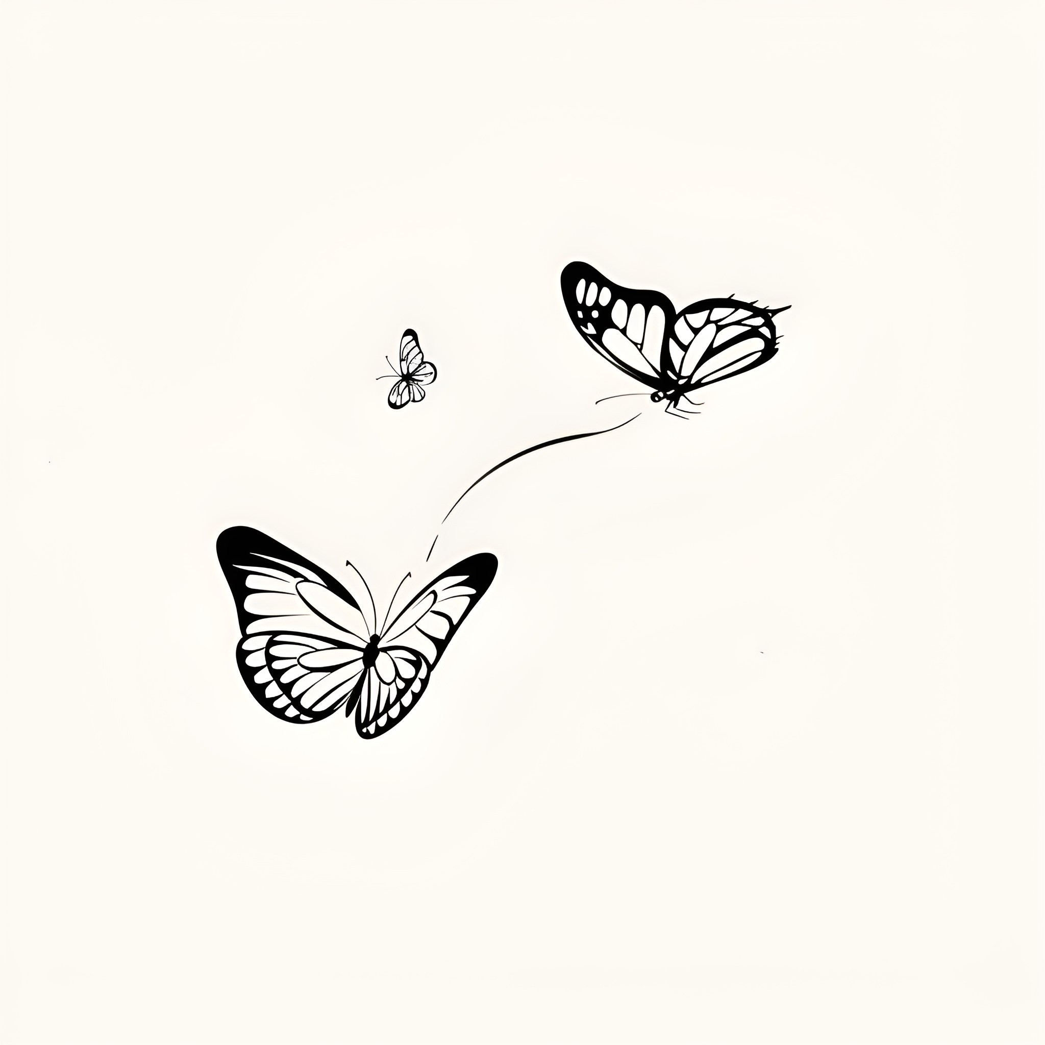 Butterfly Silhouettes in Flight Drawing Idea (free black-and-white line drawing printable PDF for all, from beginners to advanced learners, including children, teens, adults, and seniors)