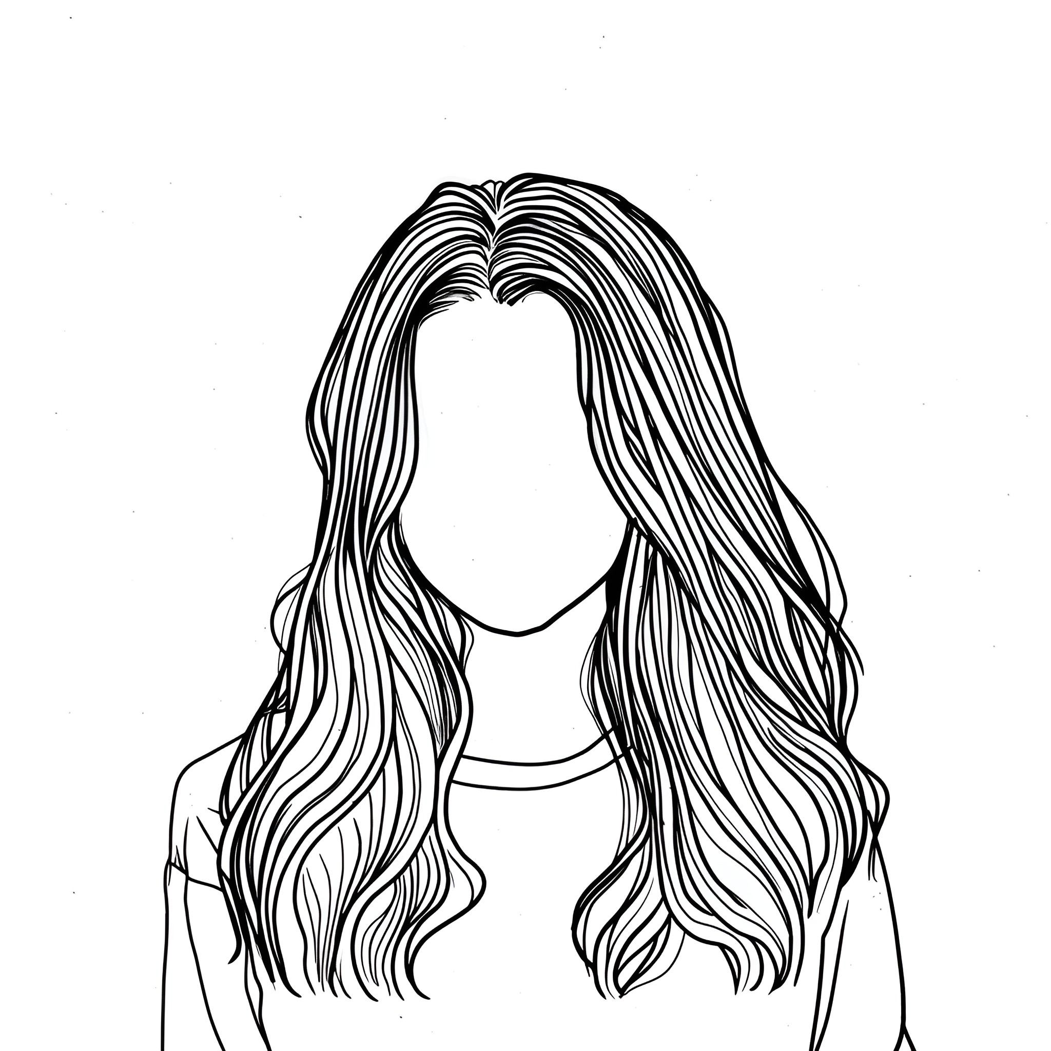 Hair flowing gracefully in monochrome Drawing Idea (free black-and-white line drawing printable PDF for all, from beginners to advanced learners, including children, teens, adults, and seniors)