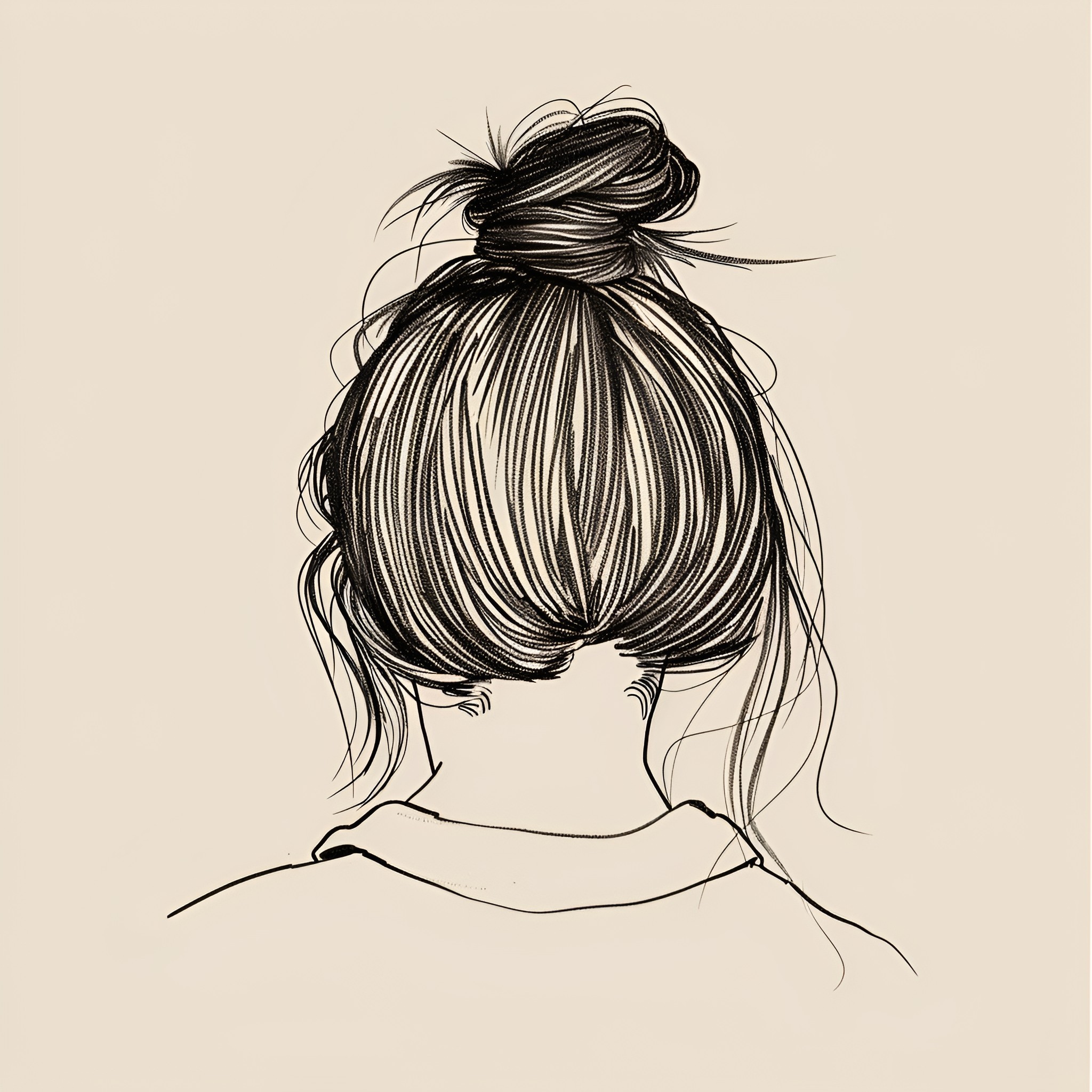Hair tousled and windswept Drawing Idea (free black-and-white line drawing printable PDF for all, from beginners to advanced learners, including children, teens, adults, and seniors)