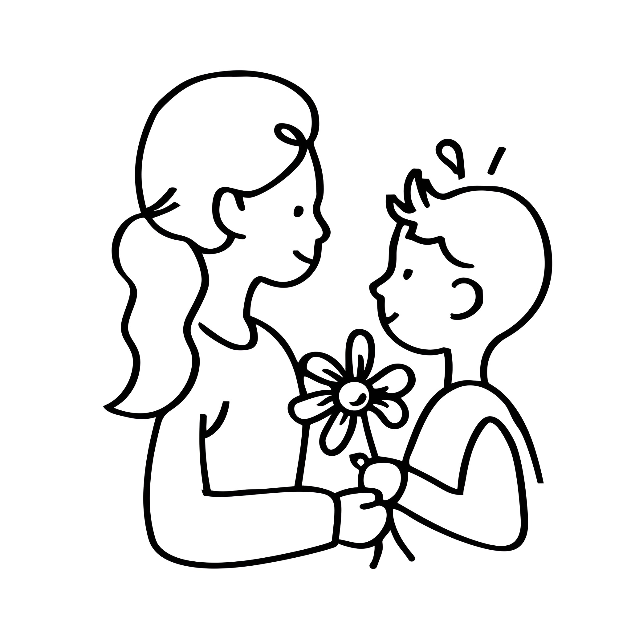 Mother's Day heartfelt embrace Drawing Idea (free black-and-white line drawing printable PDF for all, from beginners to advanced learners, including children, teens, adults, and seniors)