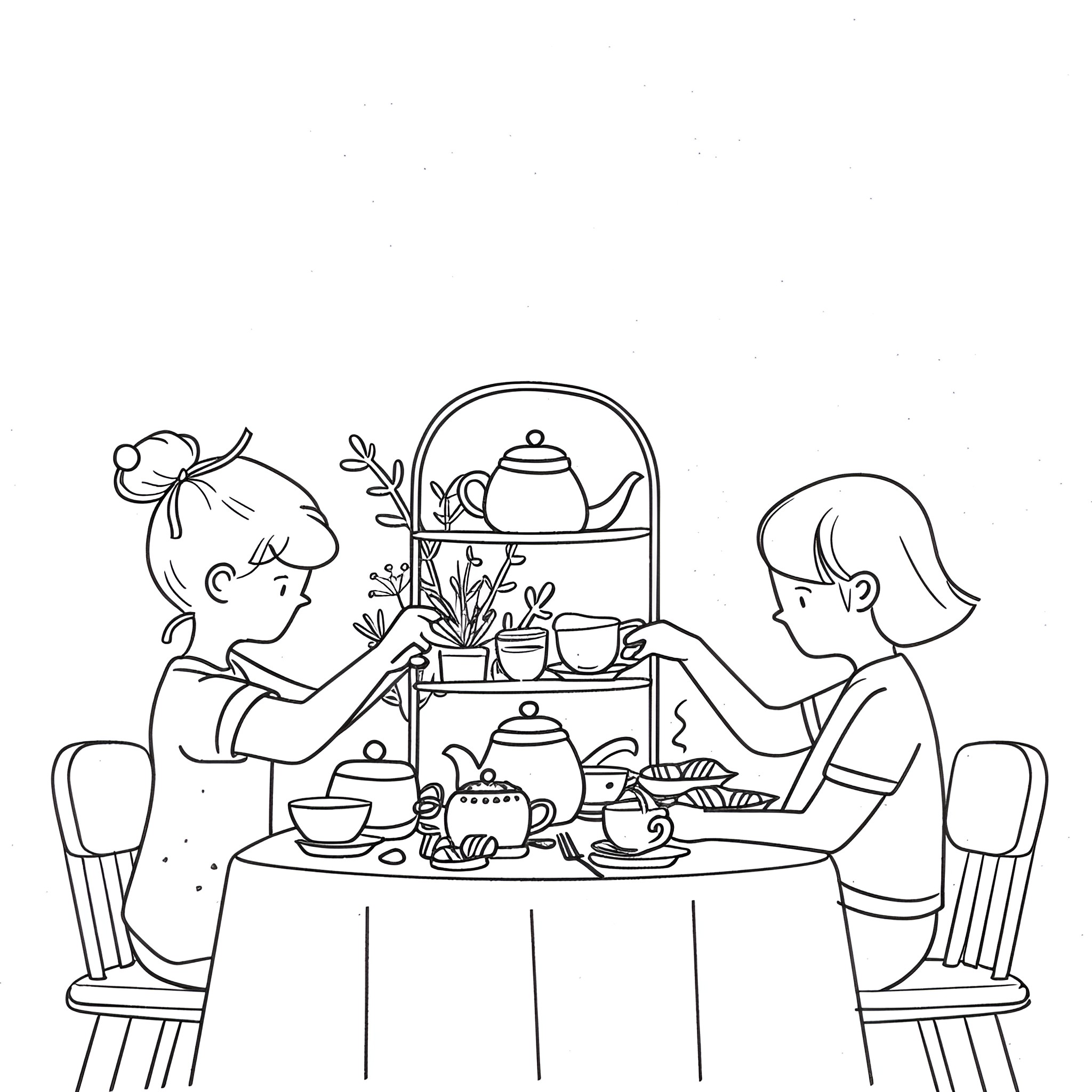 Mother's Day Celebration with Loved Ones Drawing Idea (free black-and-white line drawing printable PDF for all, from beginners to advanced learners, including children, teens, adults, and seniors)