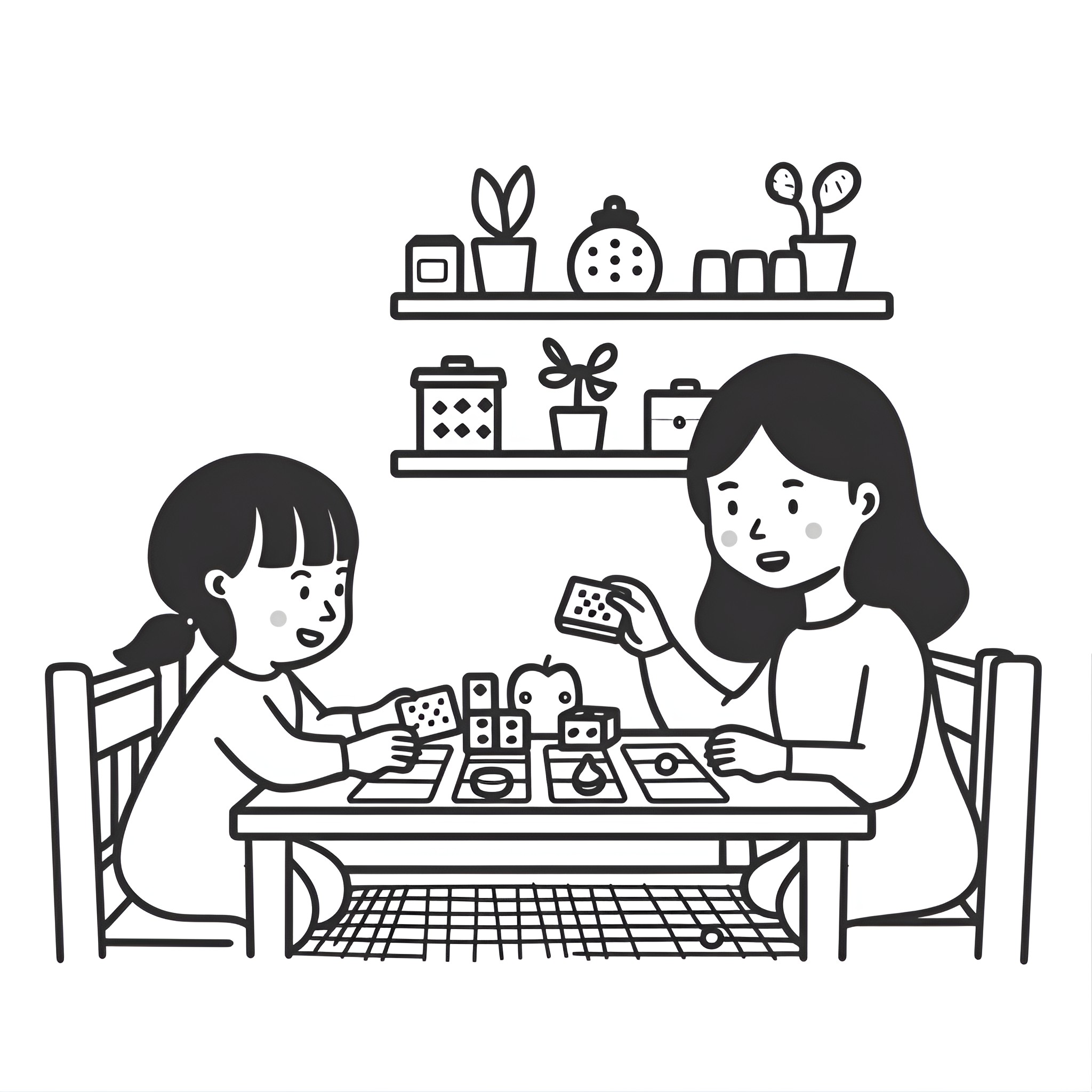 Mother's Day - Crafting with kids Drawing Idea (free black-and-white line drawing printable PDF for all, from beginners to advanced learners, including children, teens, adults, and seniors)
