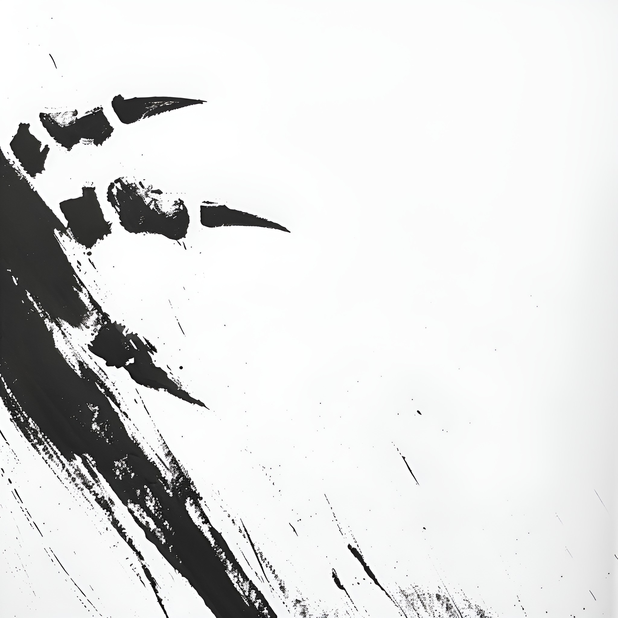 Scary abstract monochrome brushstrokes Drawing Idea (free black-and-white line drawing printable PDF for all, from beginners to advanced learners, including children, teens, adults, and seniors)
