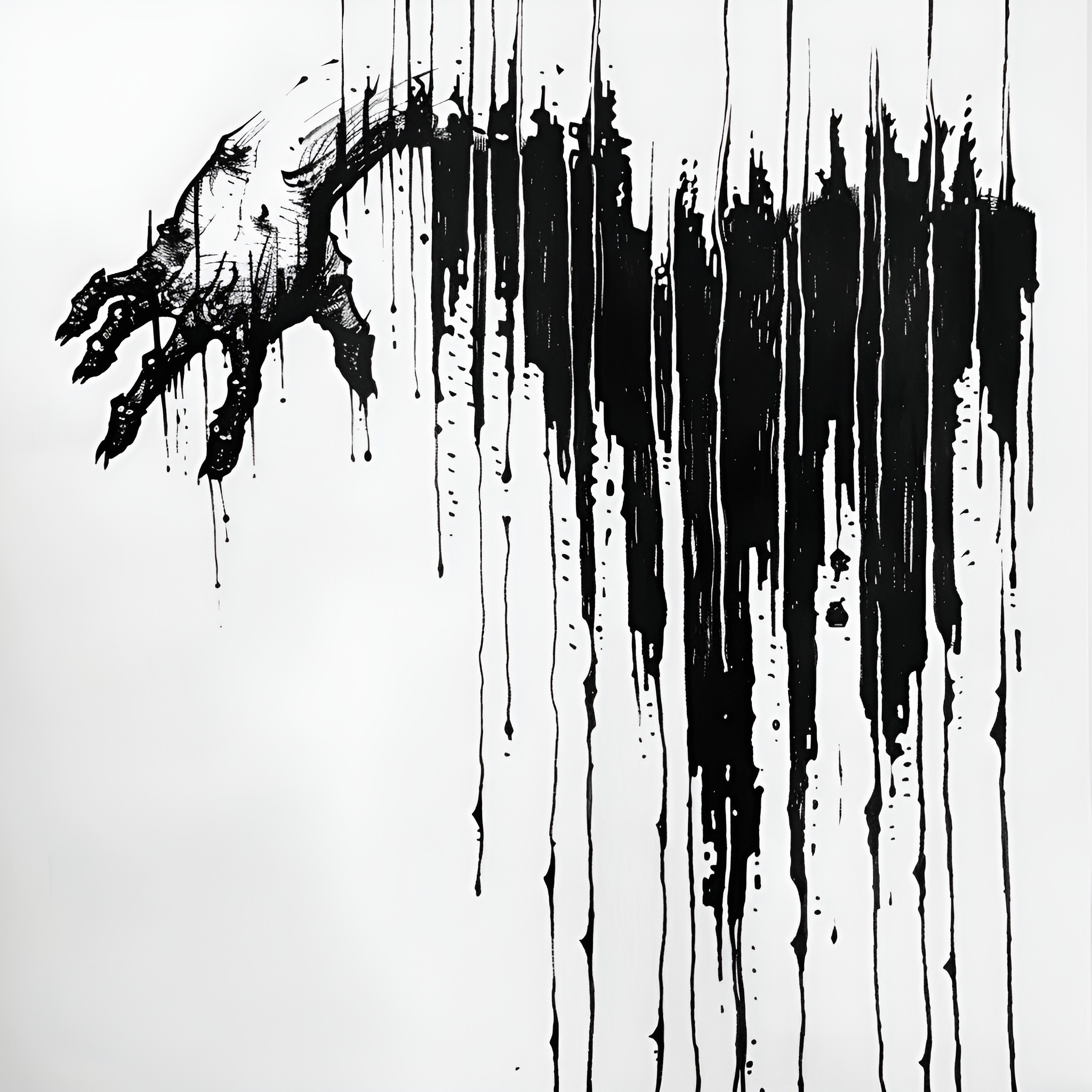 Scary Dripping Darkness Drawing Idea (free black-and-white line drawing printable PDF for all, from beginners to advanced learners, including children, teens, adults, and seniors)