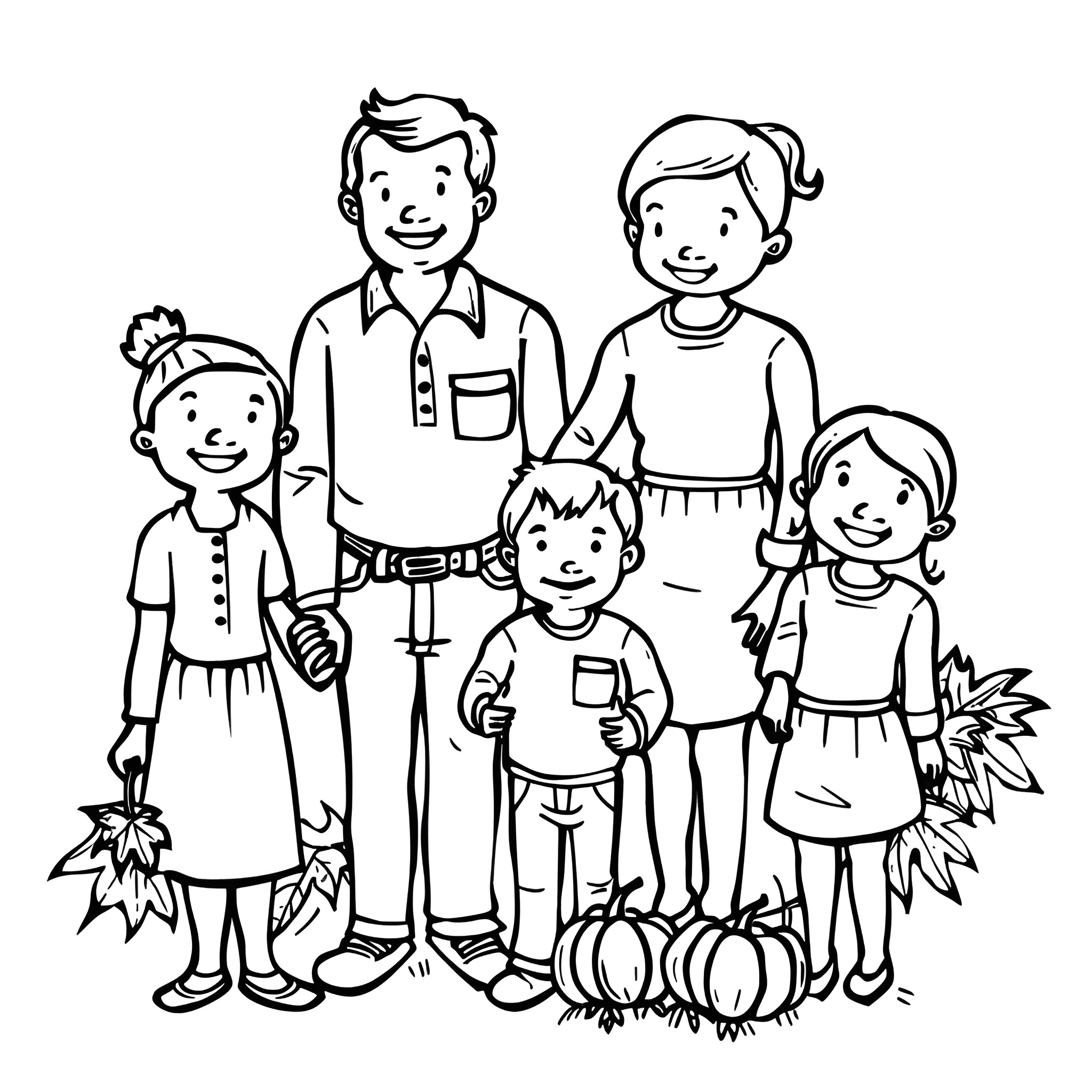 Thanksgiving family gathering and celebration Drawing Idea (free black-and-white line drawing printable PDF for all, from beginners to advanced learners, including children, teens, adults, and seniors)