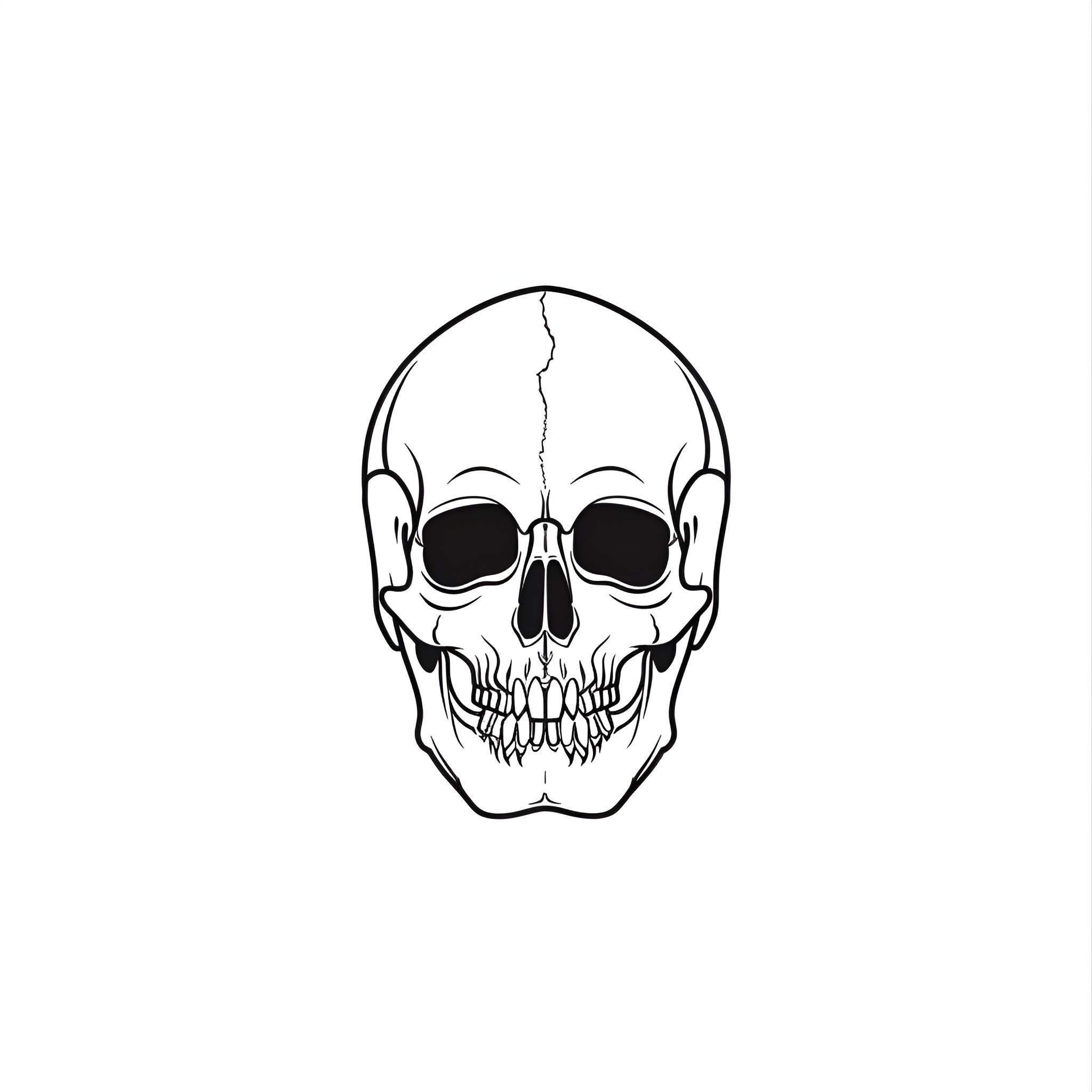 Skull with open mouth Drawing Idea (free black-and-white line drawing printable PDF for all, from beginners to advanced learners, including children, teens, adults, and seniors)