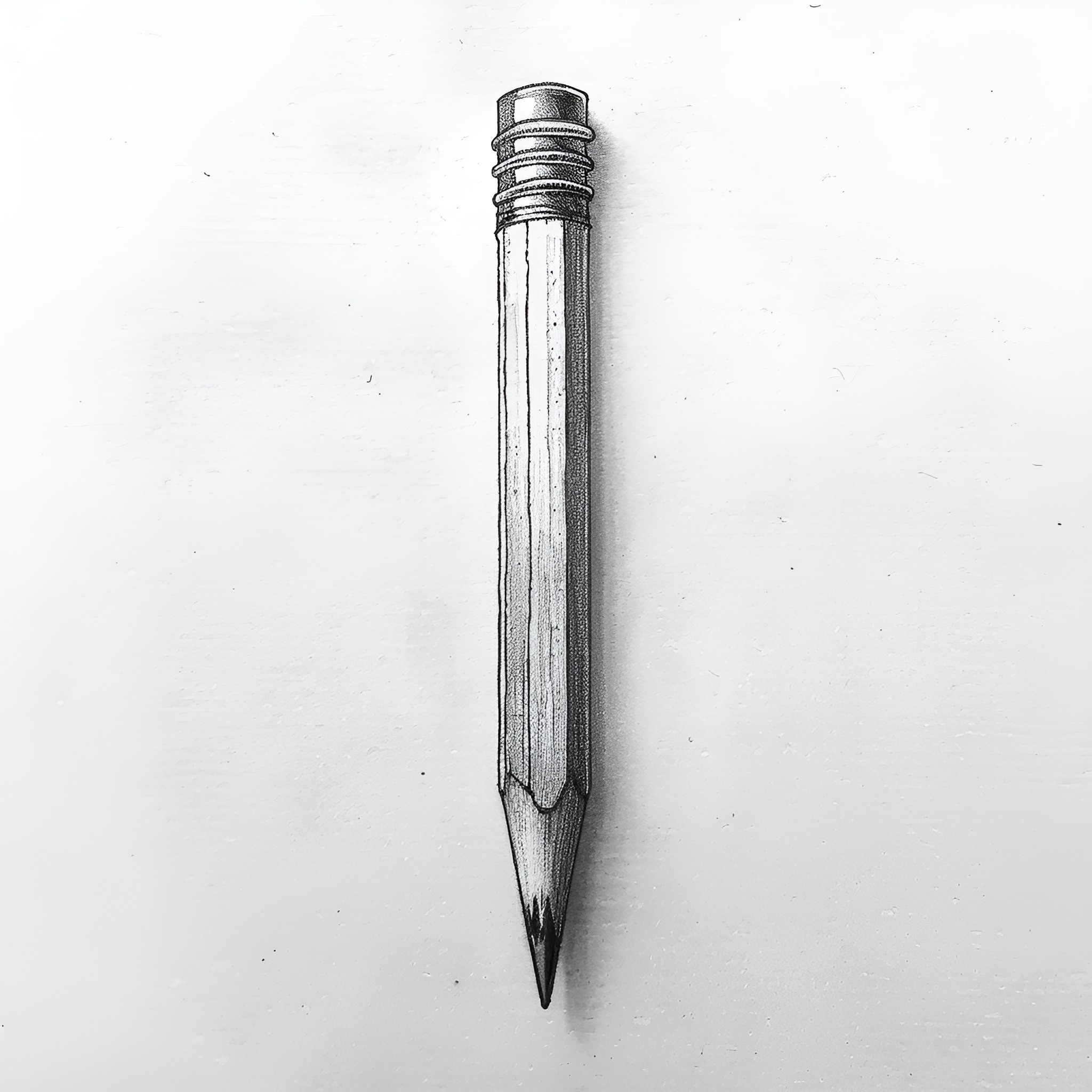 Pencil Sketch of a Sharp Pointing Tool Drawing Idea (free black-and-white line drawing printable PDF for all, from beginners to advanced learners, including children, teens, adults, and seniors)