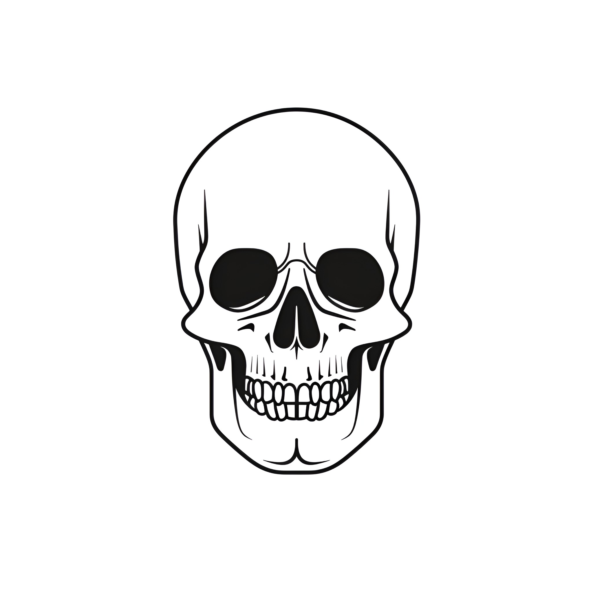 Skull grinning wickedly Drawing Idea (free black-and-white line drawing printable PDF for all, from beginners to advanced learners, including children, teens, adults, and seniors)