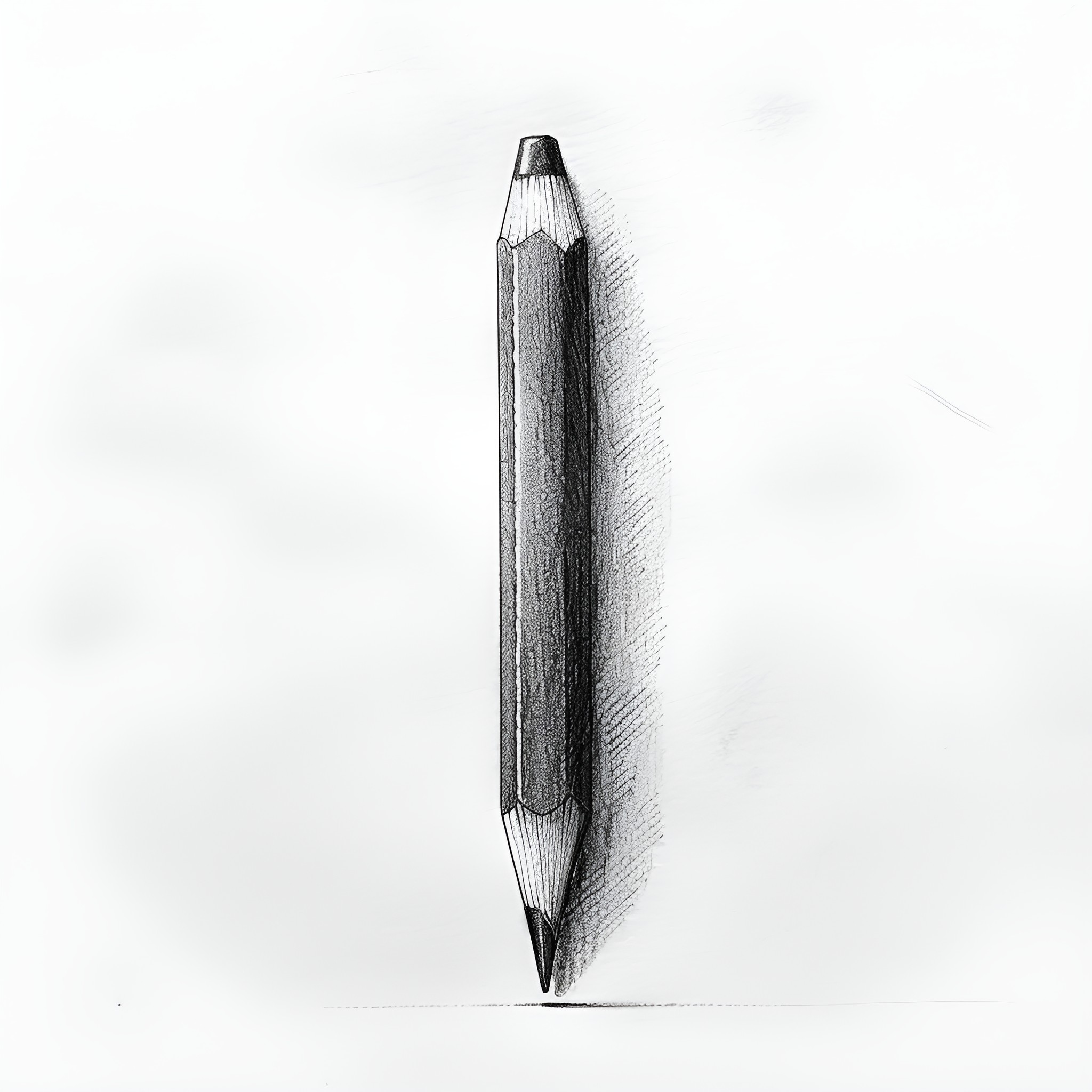 Pencil Sketch of a Solitary Pencil Drawing Idea (free black-and-white line drawing printable PDF for all, from beginners to advanced learners, including children, teens, adults, and seniors)