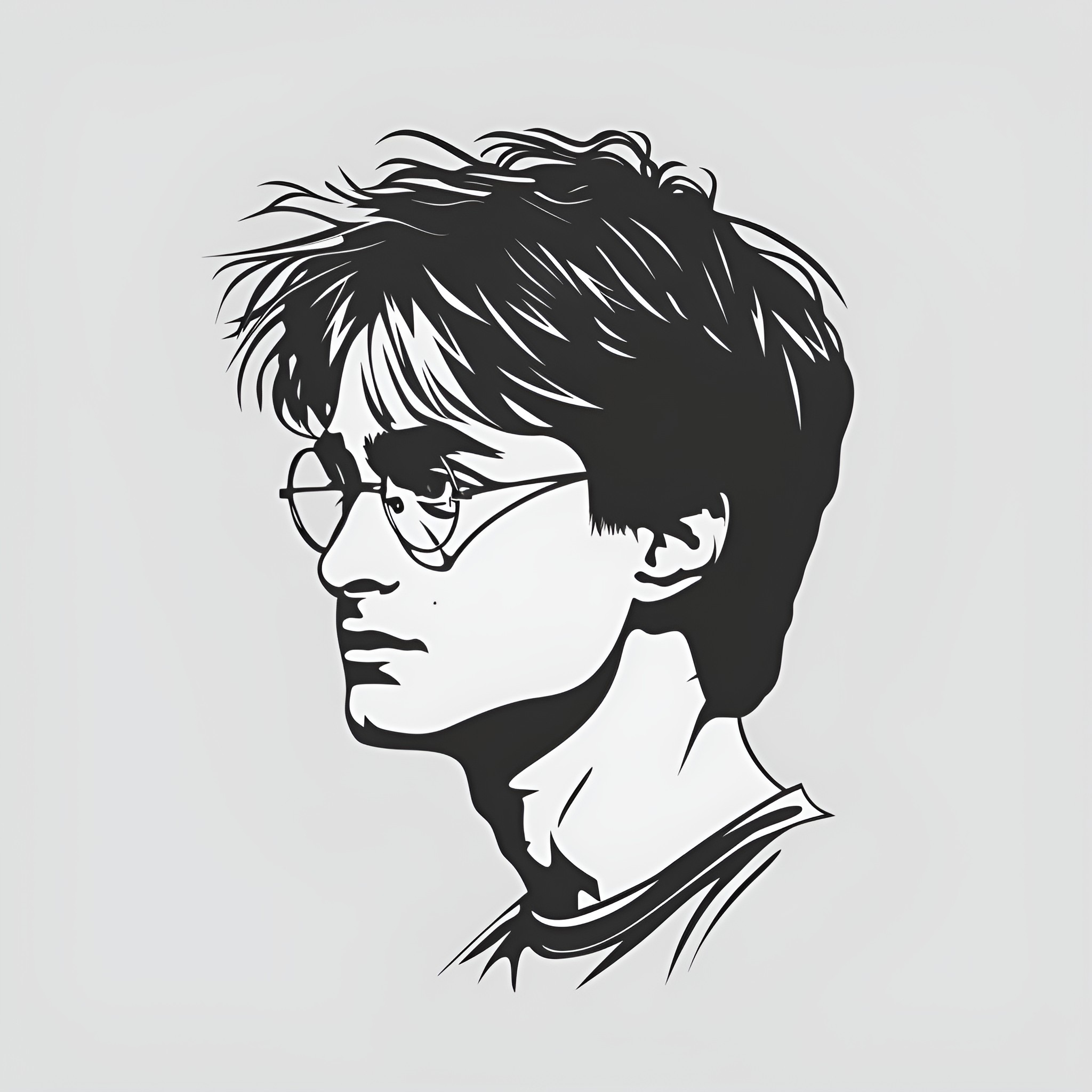 Harry Potter in serious contemplation Drawing Idea (free black-and-white line drawing printable PDF for all, from beginners to advanced learners, including children, teens, adults, and seniors)