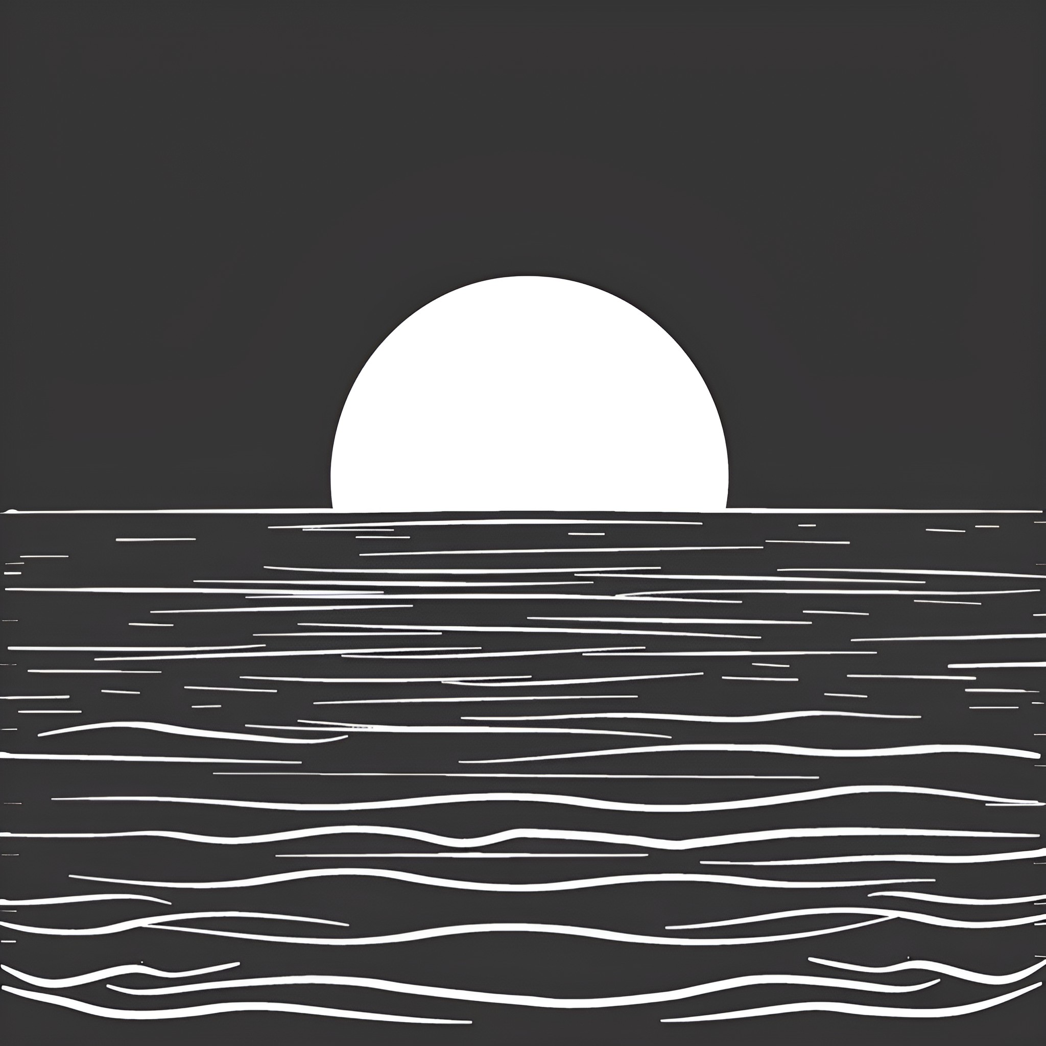 Sad sunset over the ocean Drawing Idea (free black-and-white line drawing printable PDF for all, from beginners to advanced learners, including children, teens, adults, and seniors)