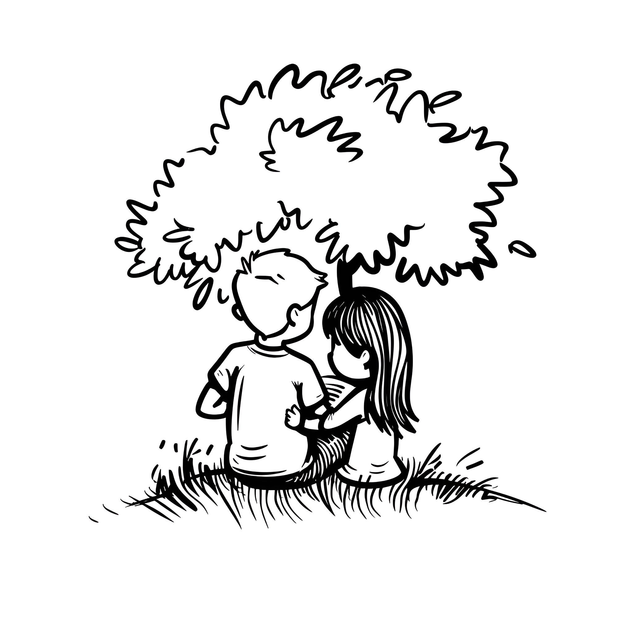 Love in a gentle embrace Drawing Idea (free black-and-white line drawing printable PDF for all, from beginners to advanced learners, including children, teens, adults, and seniors)