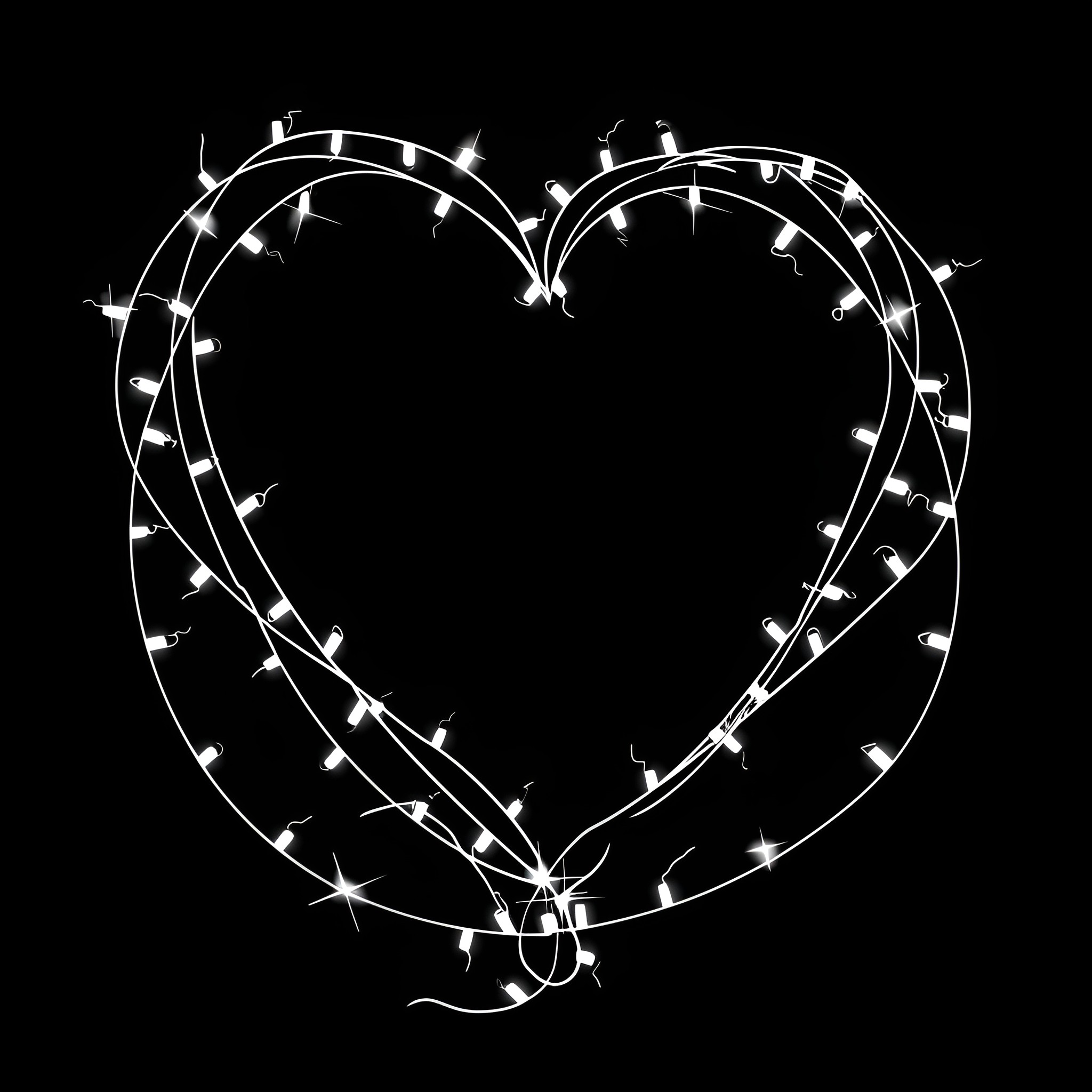 Heart illuminated by twinkling lights Drawing Idea (free black-and-white line drawing printable PDF for all, from beginners to advanced learners, including children, teens, adults, and seniors)