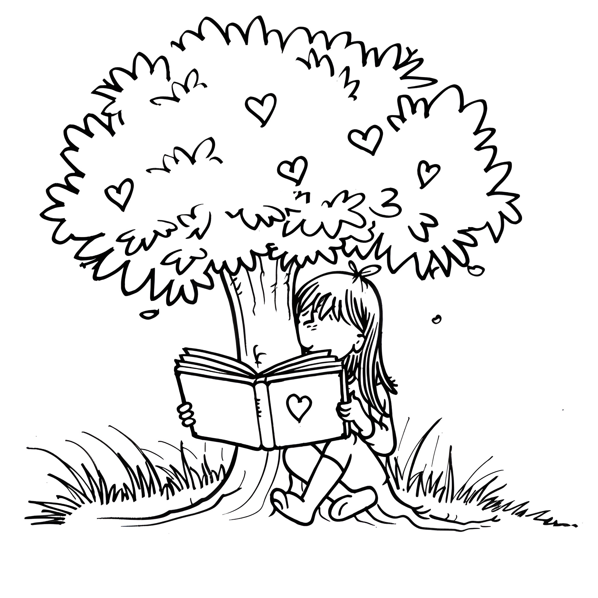 Love blooming through the pages Drawing Idea (free black-and-white line drawing printable PDF for all, from beginners to advanced learners, including children, teens, adults, and seniors)