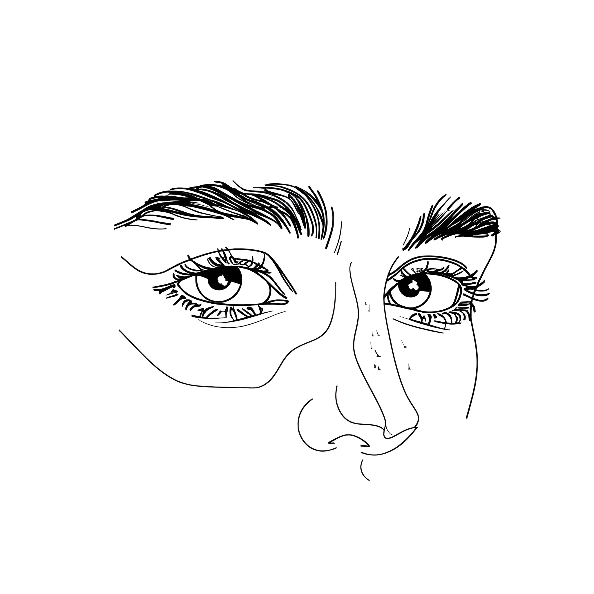 Eyes expressing emotion and intensity Drawing Idea (free black-and-white line drawing printable PDF for all, from beginners to advanced learners, including children, teens, adults, and seniors)