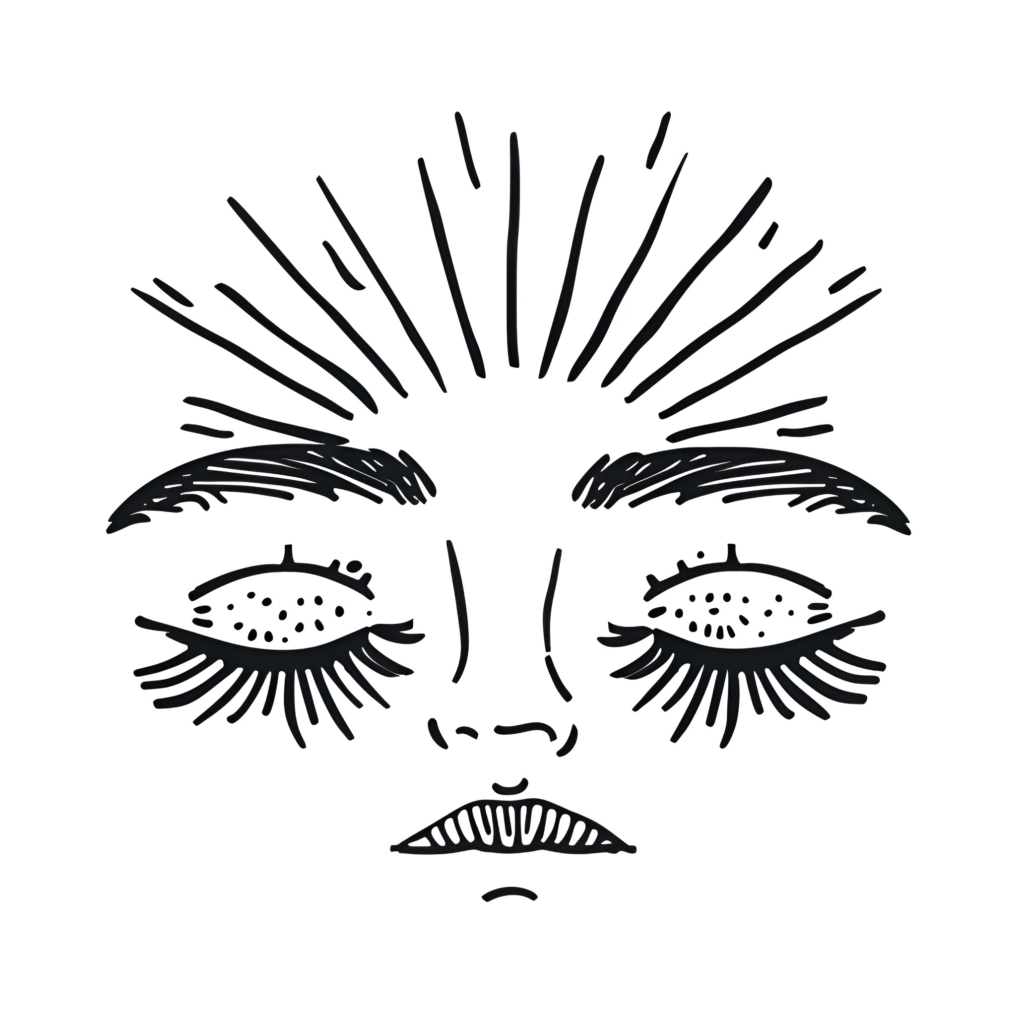 Eyes Closed Peacefully Drawing Idea (free black-and-white line drawing printable PDF for all, from beginners to advanced learners, including children, teens, adults, and seniors)