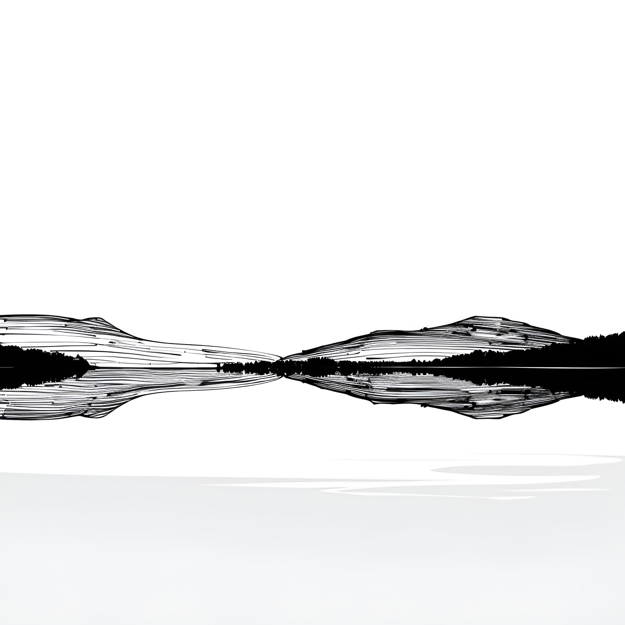 Landscape with Peaceful Lake Reflection Drawing Idea (free black-and-white line drawing printable PDF for all, from beginners to advanced learners, including children, teens, adults, and seniors)