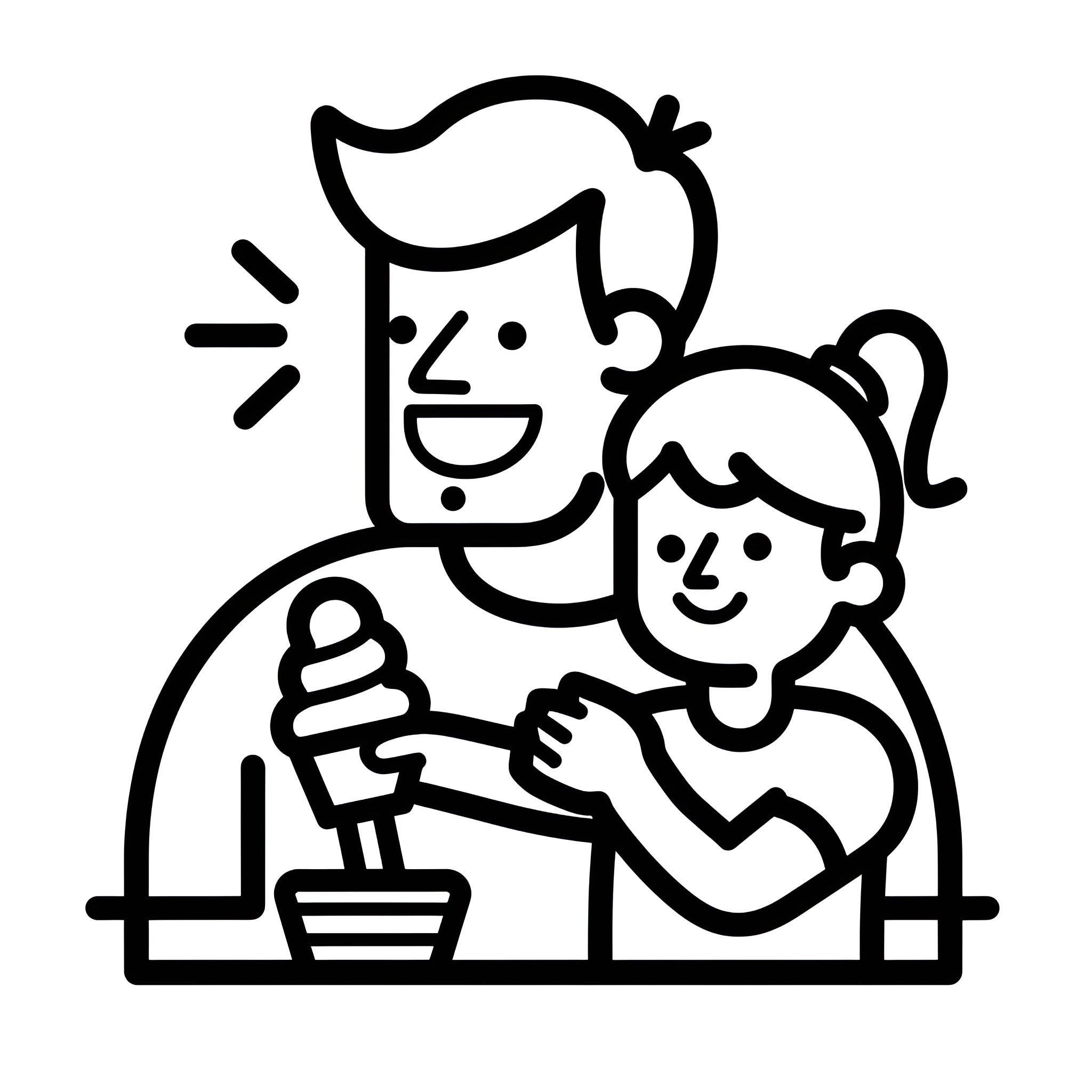 Father's Day bonding over cooking Drawing Idea (free black-and-white line drawing printable PDF for all, from beginners to advanced learners, including children, teens, adults, and seniors)