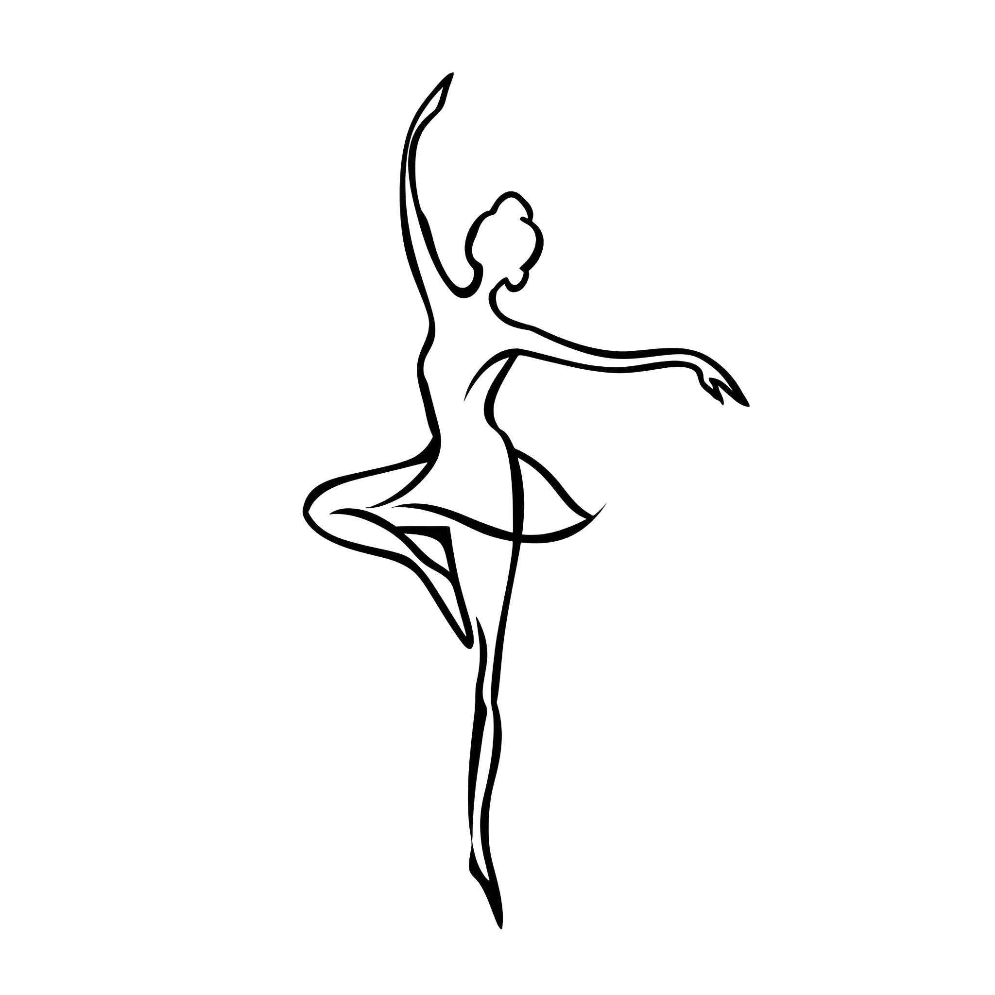 Tattoo Sketch of Elegant Dancer Drawing Idea (free black-and-white line drawing printable PDF for all, from beginners to advanced learners, including children, teens, adults, and seniors)