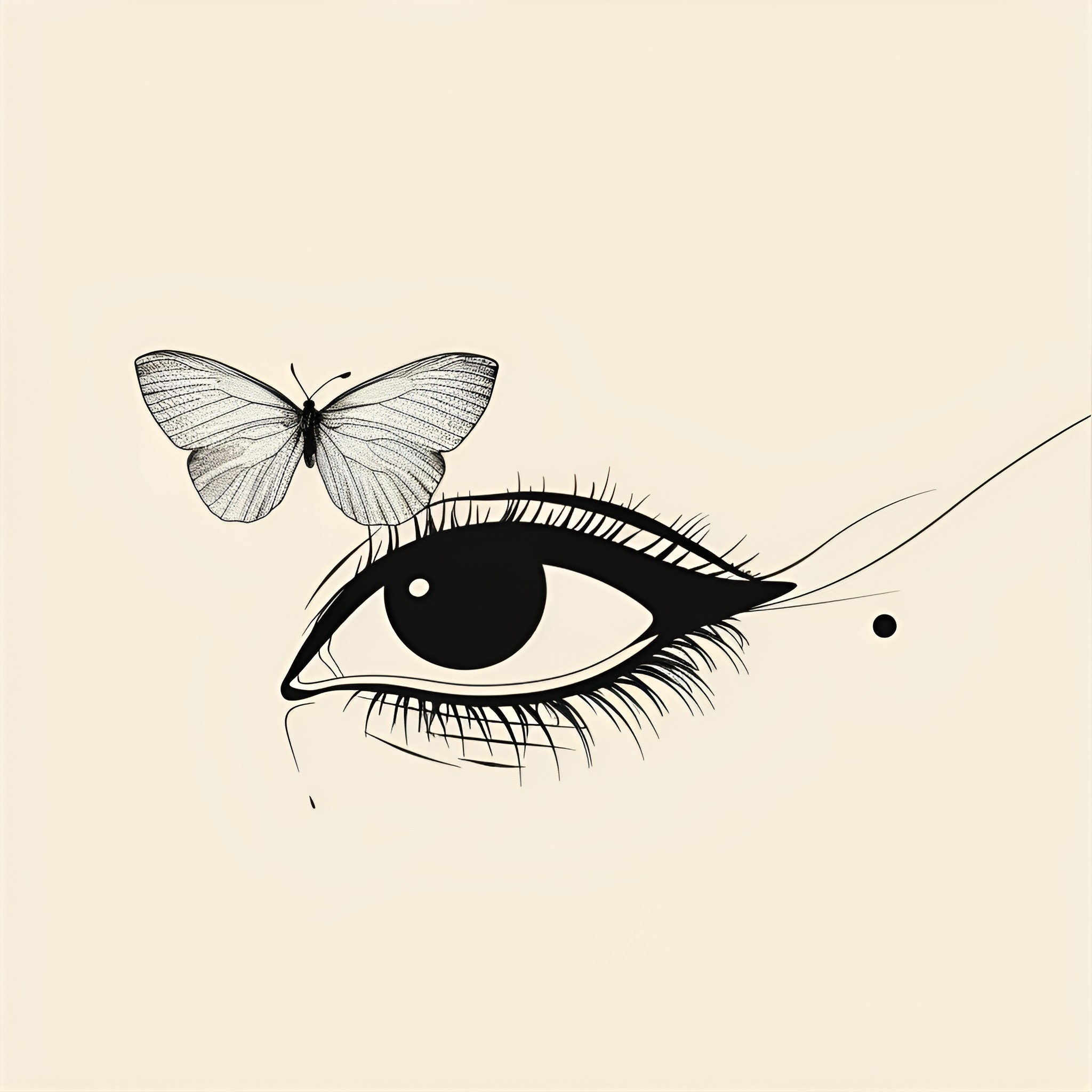 Eyes of the Butterfly Drawing Idea (free black-and-white line drawing printable PDF for all, from beginners to advanced learners, including children, teens, adults, and seniors)
