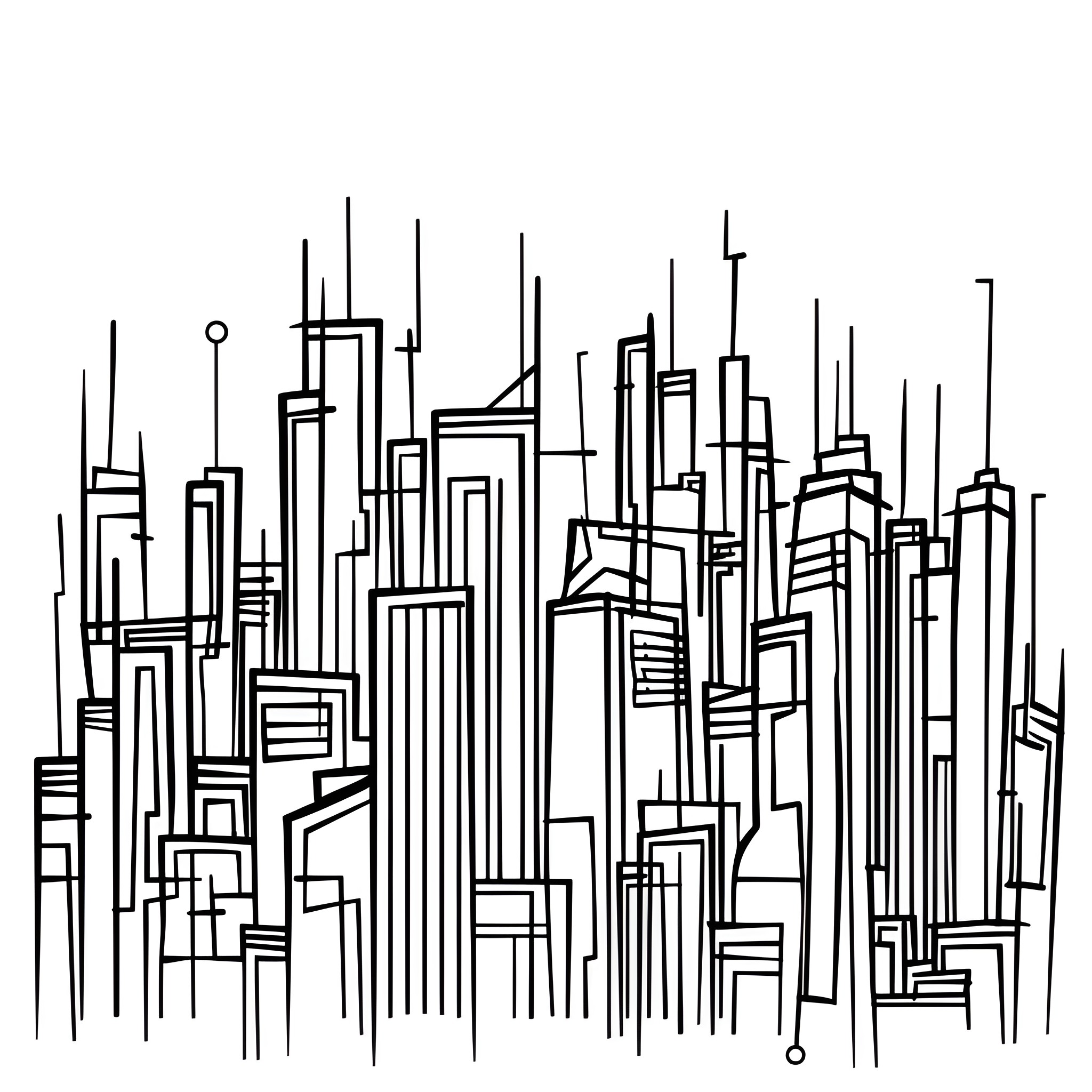 Abstract urban architecture design Drawing Idea (free black-and-white line drawing printable PDF for all, from beginners to advanced learners, including children, teens, adults, and seniors)