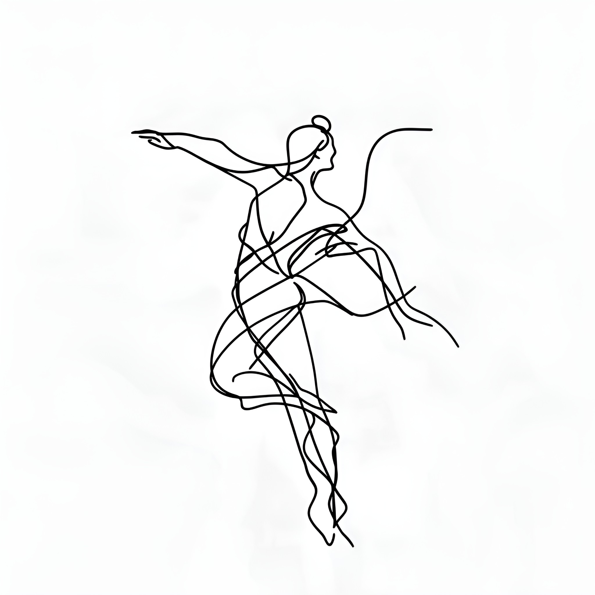 Abstract Dancer in Motion Drawing Idea (free black-and-white line drawing printable PDF for all, from beginners to advanced learners, including children, teens, adults, and seniors)