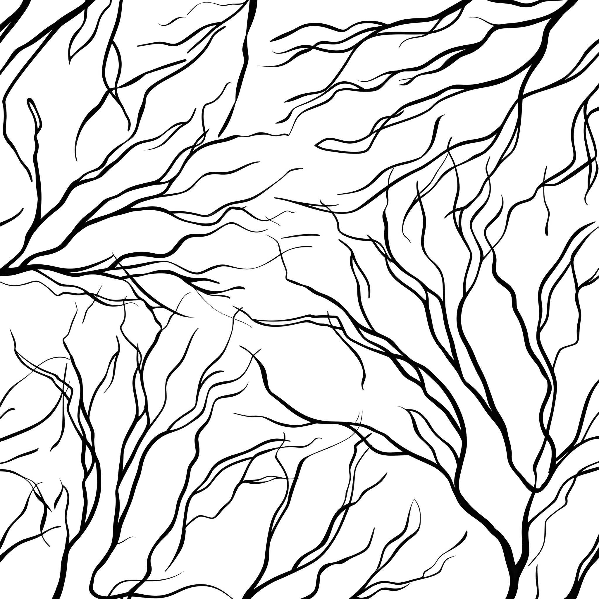 Abstract Organic Forms and Textures Drawing Idea (free black-and-white line drawing printable PDF for all, from beginners to advanced learners, including children, teens, adults, and seniors)