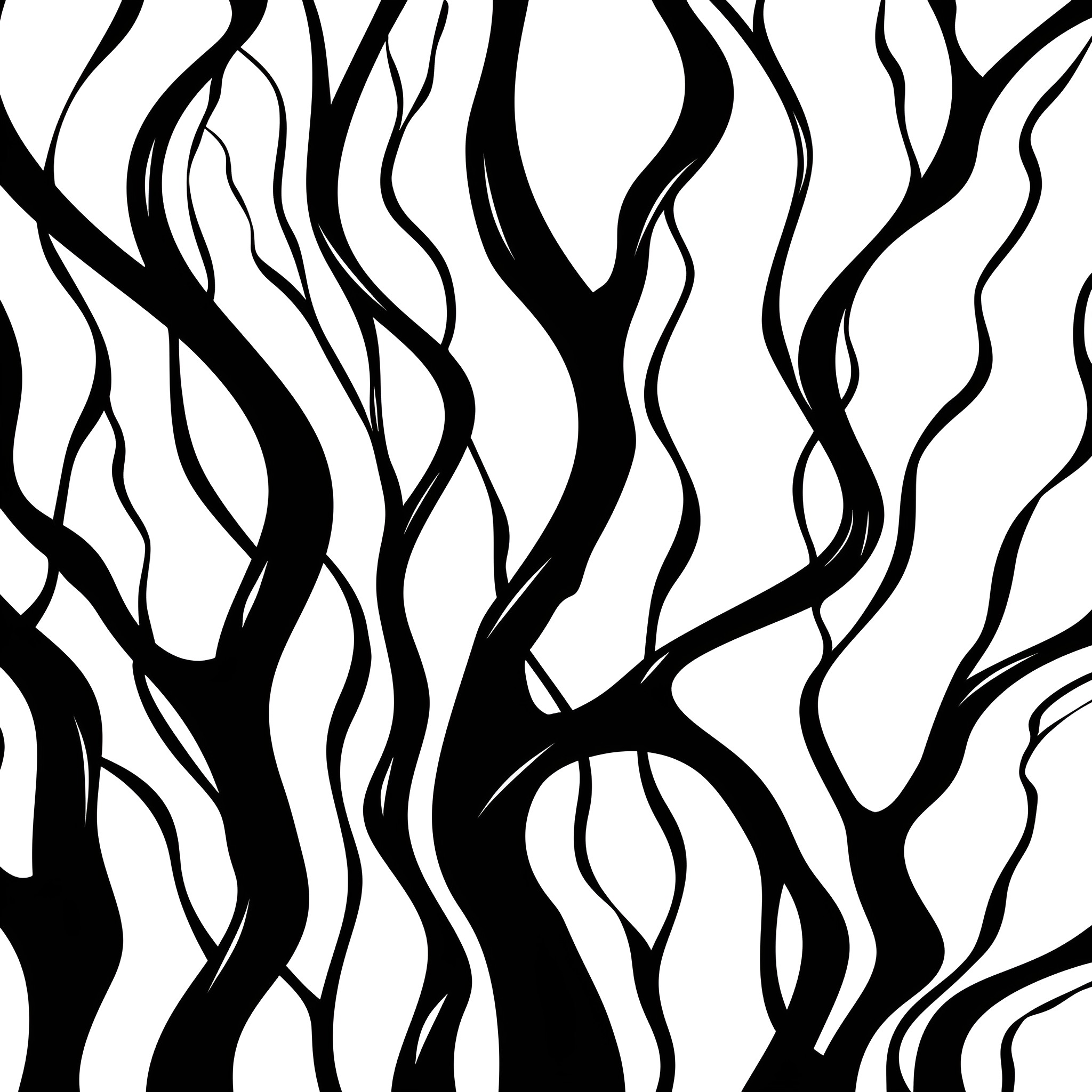 Abstract Flowing Shapes Drawing Idea (free black-and-white line drawing printable PDF for all, from beginners to advanced learners, including children, teens, adults, and seniors)